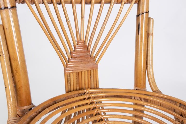 1970s Pair of Handmade Bamboo Wicker Chairs For Sale at 1stDibs
