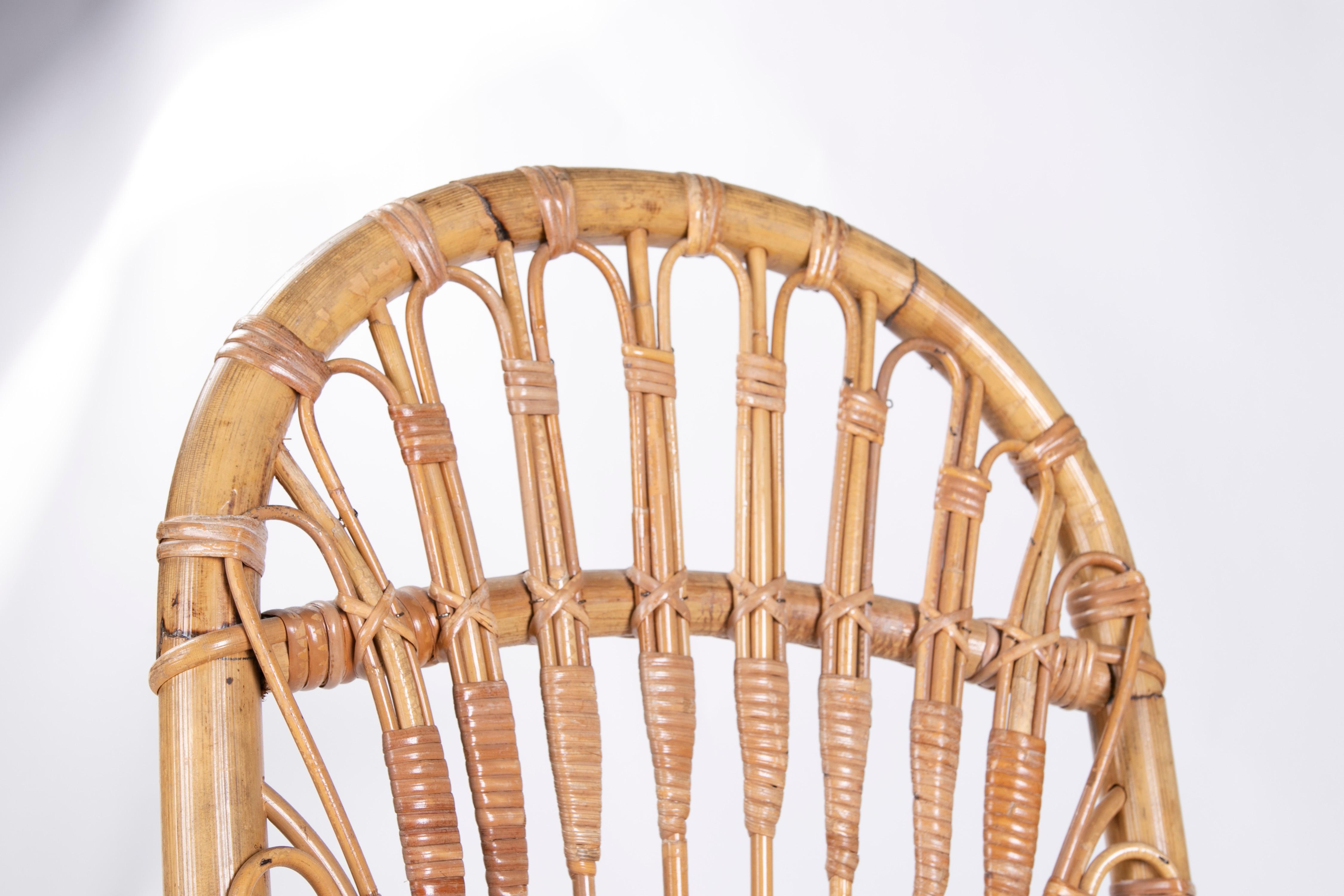 1970s Pair of Handmade Bamboo Wicker Chairs 8
