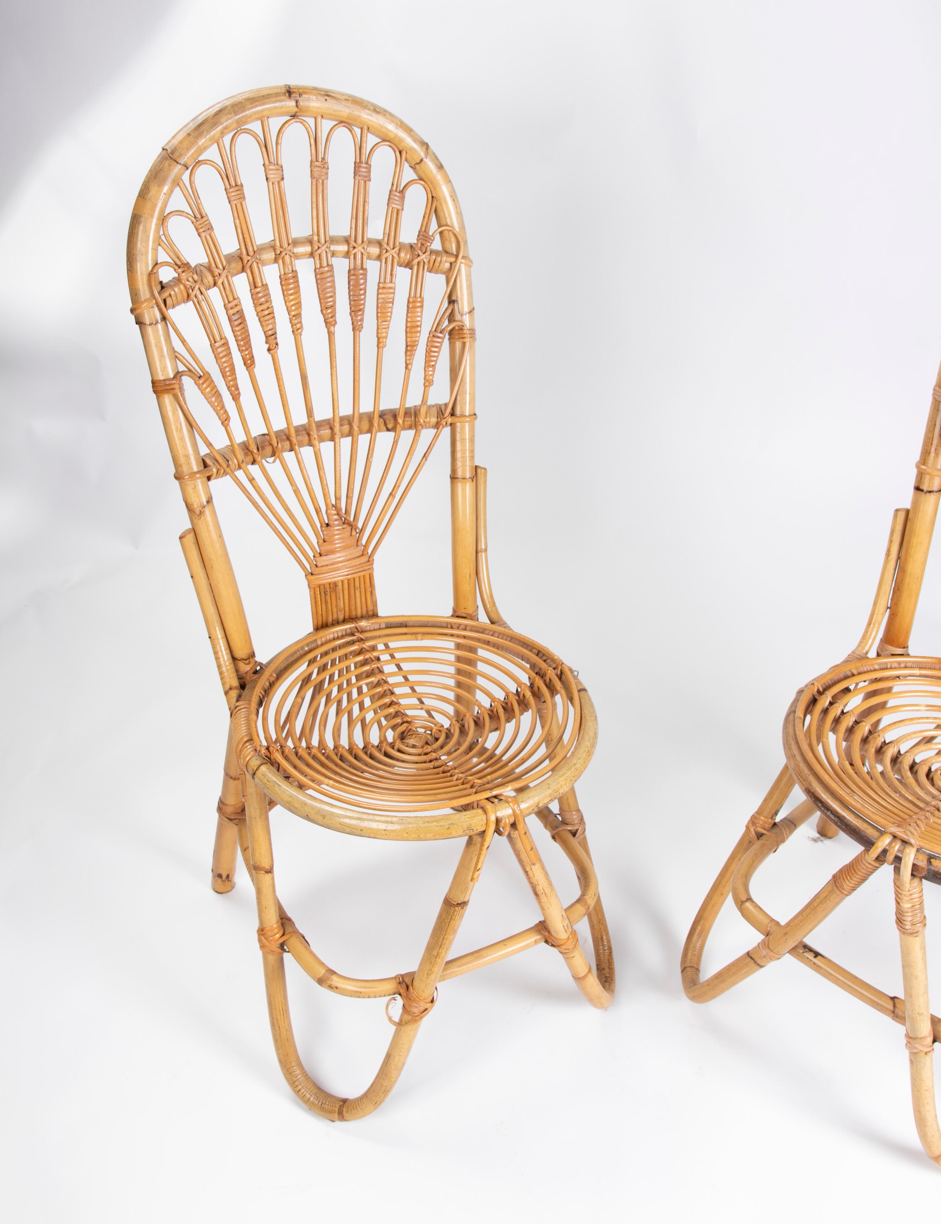 1970s Pair of Handmade Bamboo Wicker Chairs In Good Condition In Marbella, ES