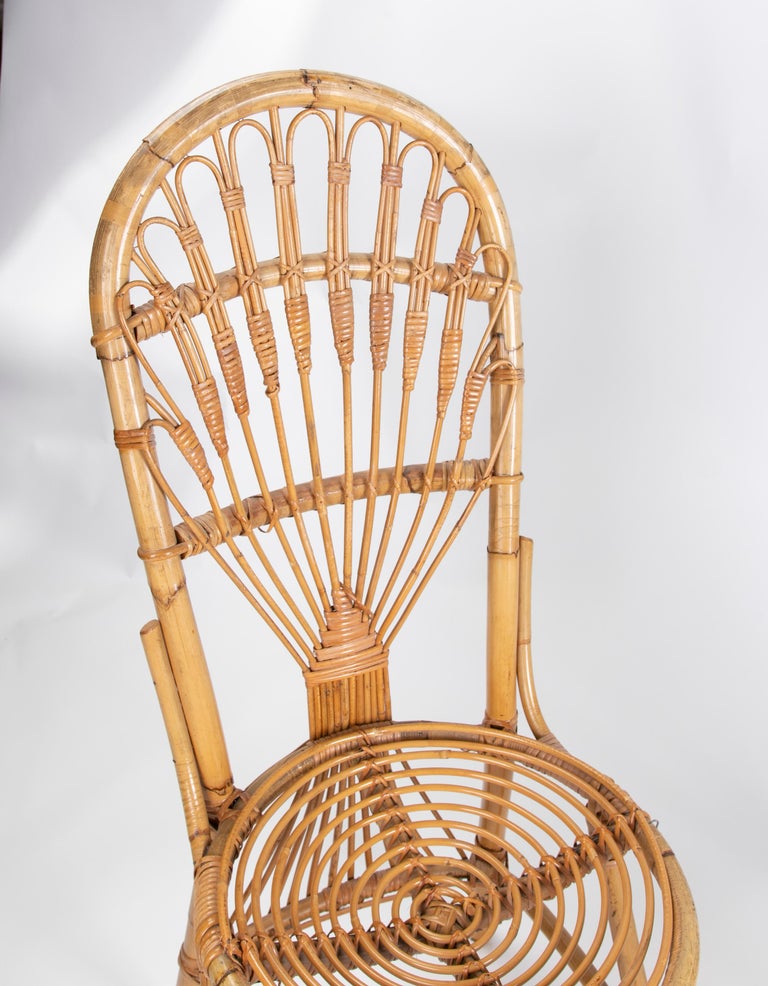 1970s Pair of Handmade Bamboo Wicker Chairs For Sale at 1stDibs
