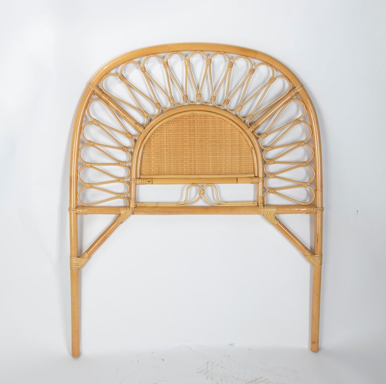 1970s Pair of Handmade Headboards Made in Bamboo and Wicker For Sale at