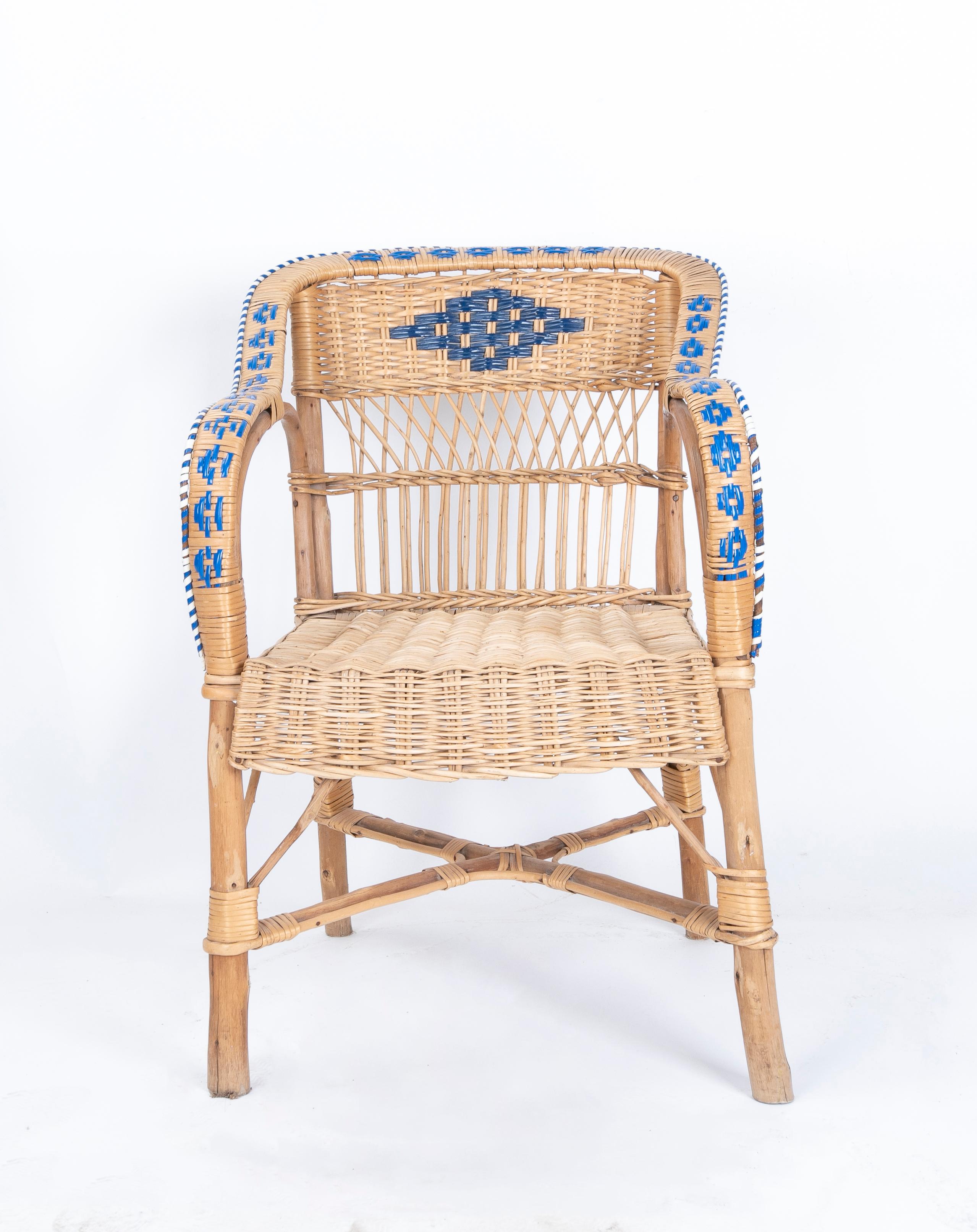 1970s Pair of Handmade Wooden and Wicker Chairs  7