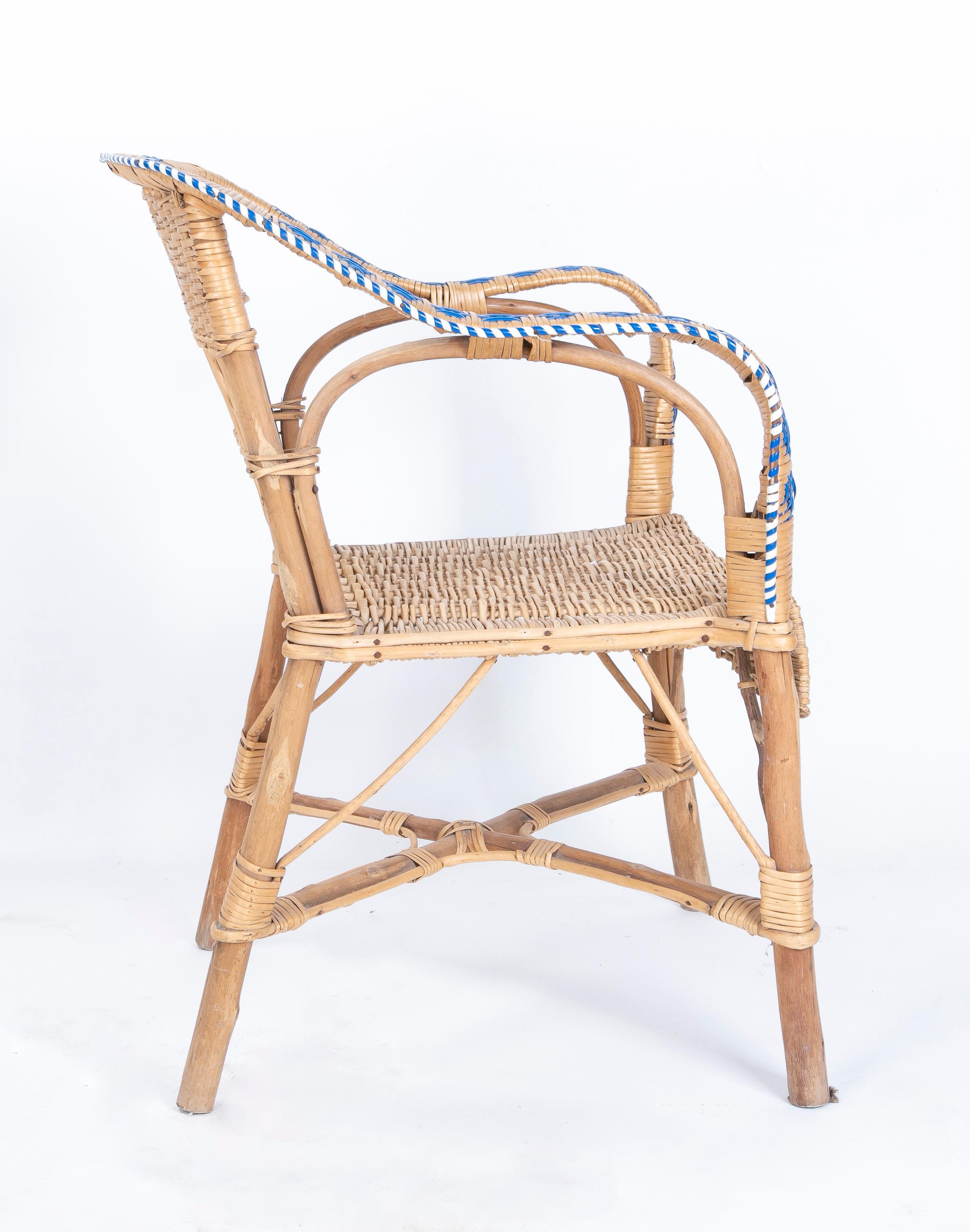 1970s Pair of Handmade Wooden and Wicker Chairs  In Good Condition In Marbella, ES