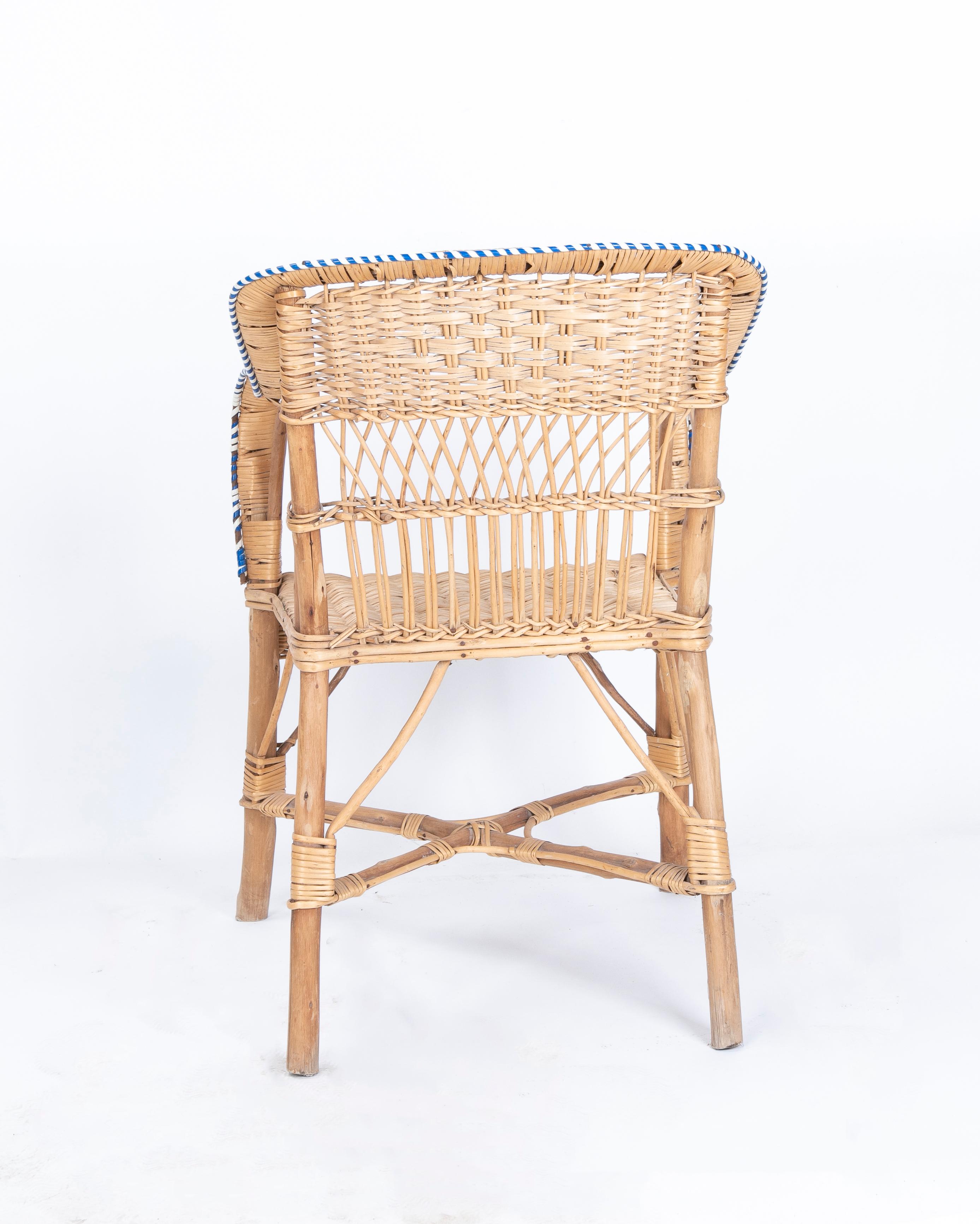 1970s Pair of Handmade Wooden and Wicker Chairs  1