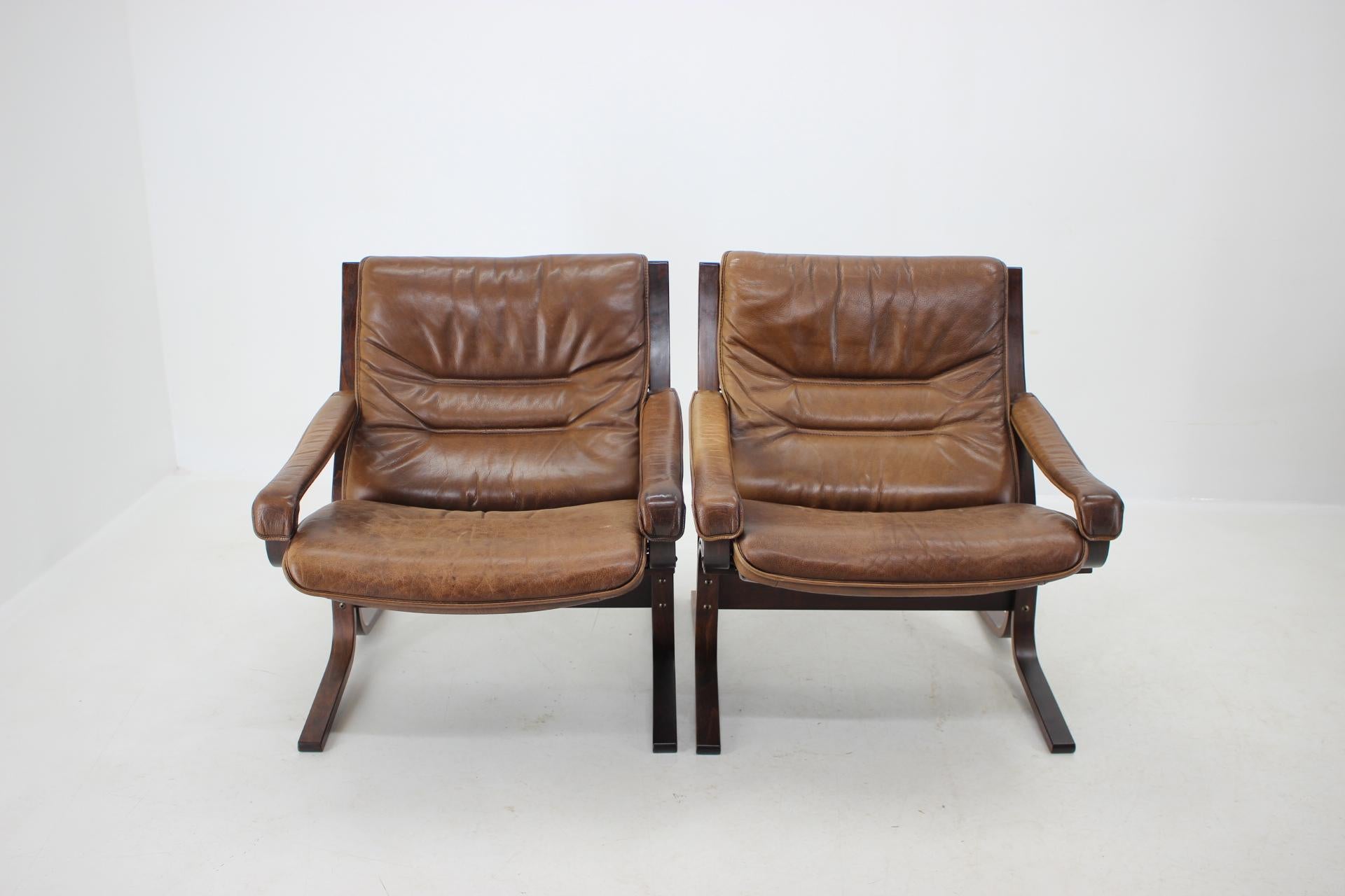 Mid-Century Modern 1970s Pair of Ingmar Relling Siesta Chairs for Westnofa, Norway