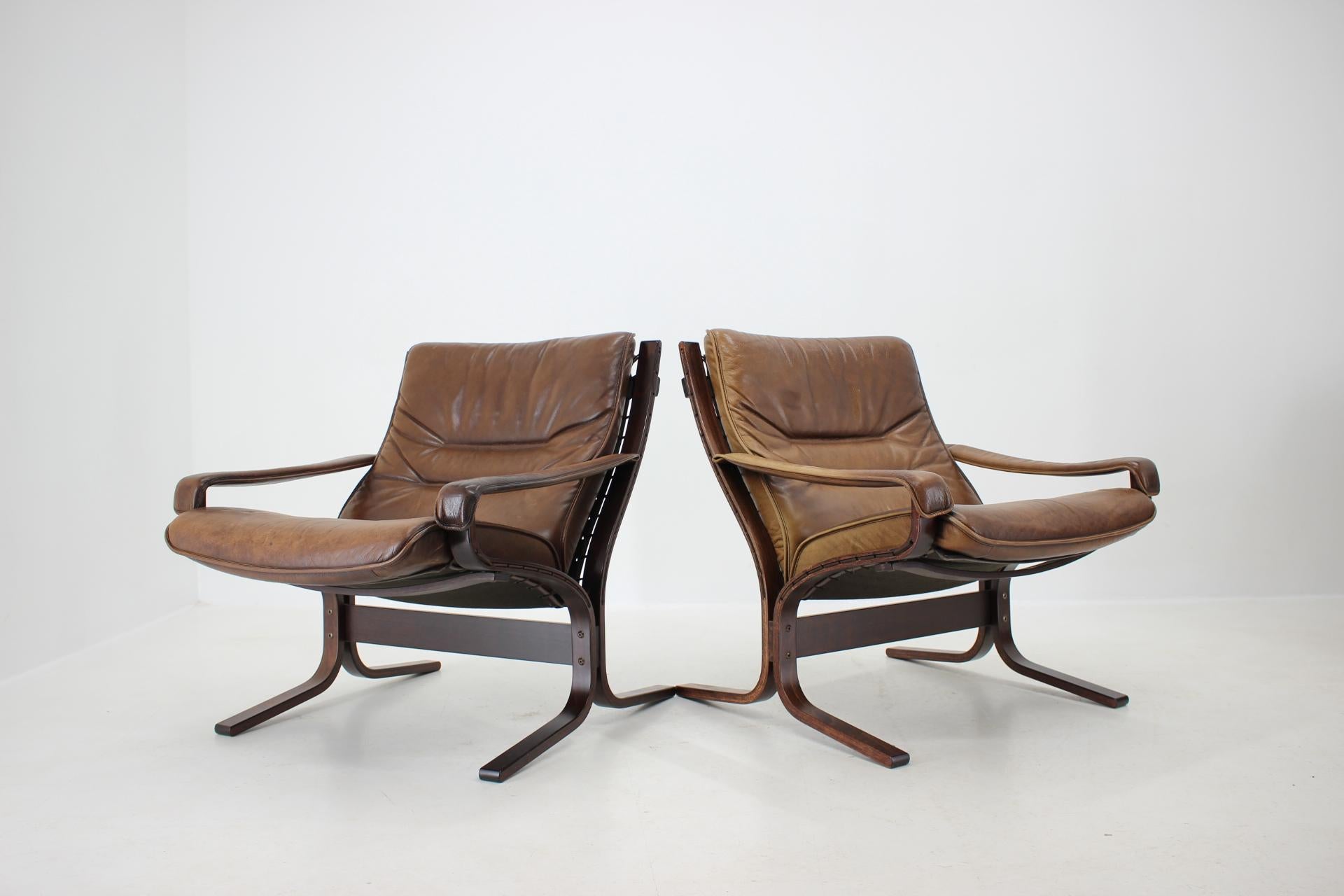 1970s Pair of Ingmar Relling Siesta Chairs for Westnofa, Norway In Good Condition In Praha, CZ