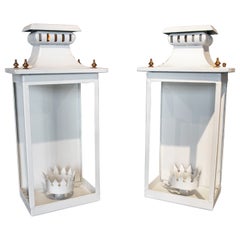 1970s Pair of Iron Wall Lamps with Bronze Auctions Painted in White