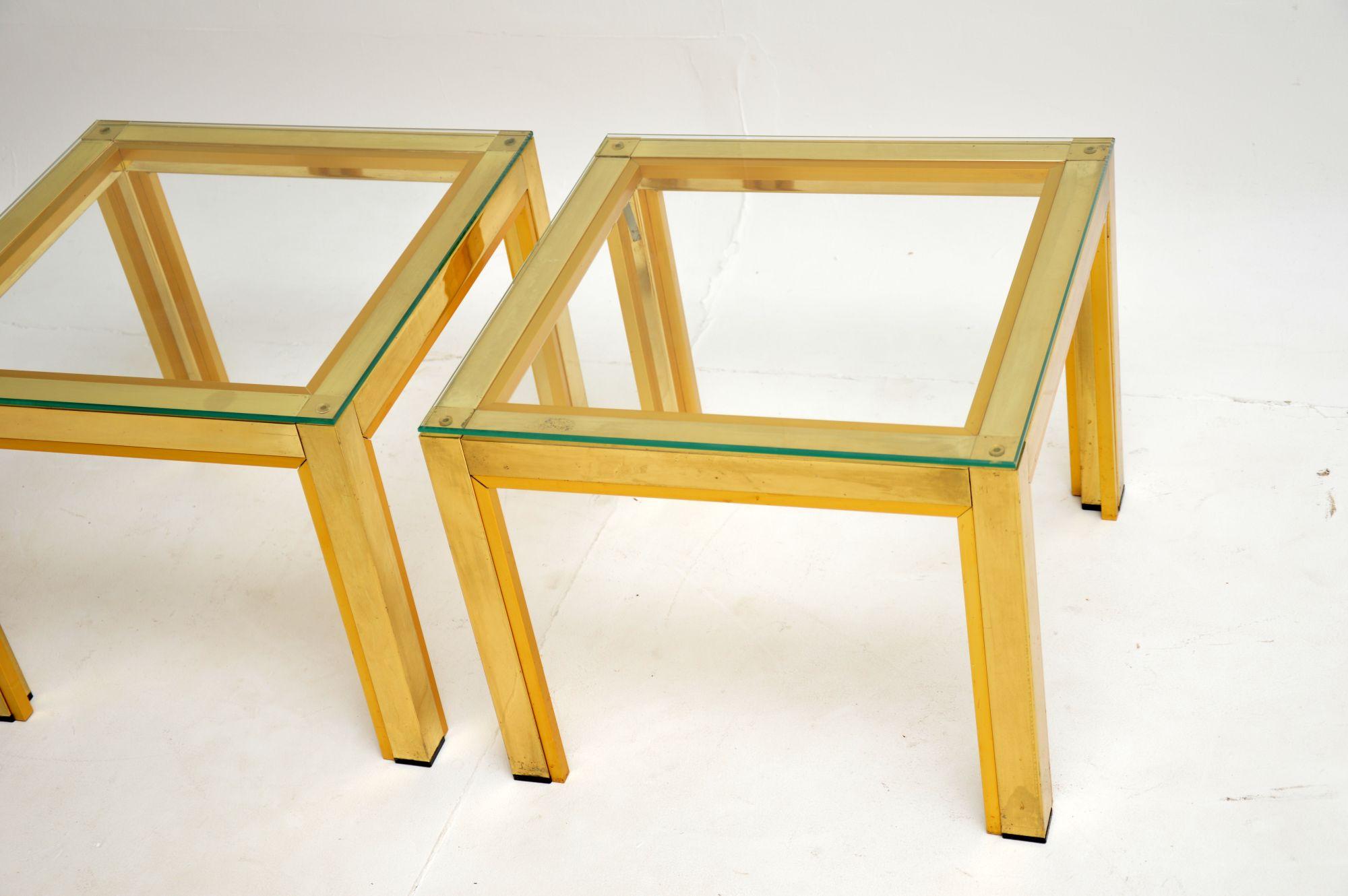 1970's Pair of Italian Brass Side Tables by Zevi In Good Condition For Sale In London, GB