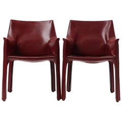 1970s Pair of Italian Cab Armchairs by Mario Bellini for Cassina