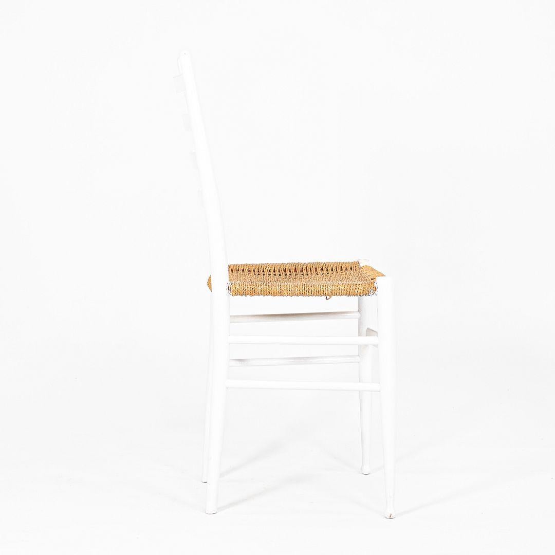 Late 20th Century 1970s Pair of Italian Ladder back White Chairs in the style of Gio Ponti For Sale
