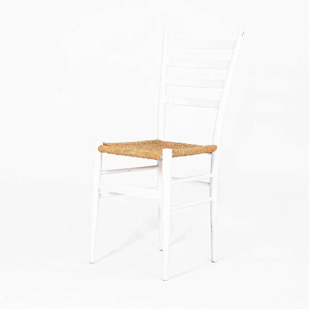 Wood 1970s Pair of Italian Ladder back White Chairs in the style of Gio Ponti For Sale