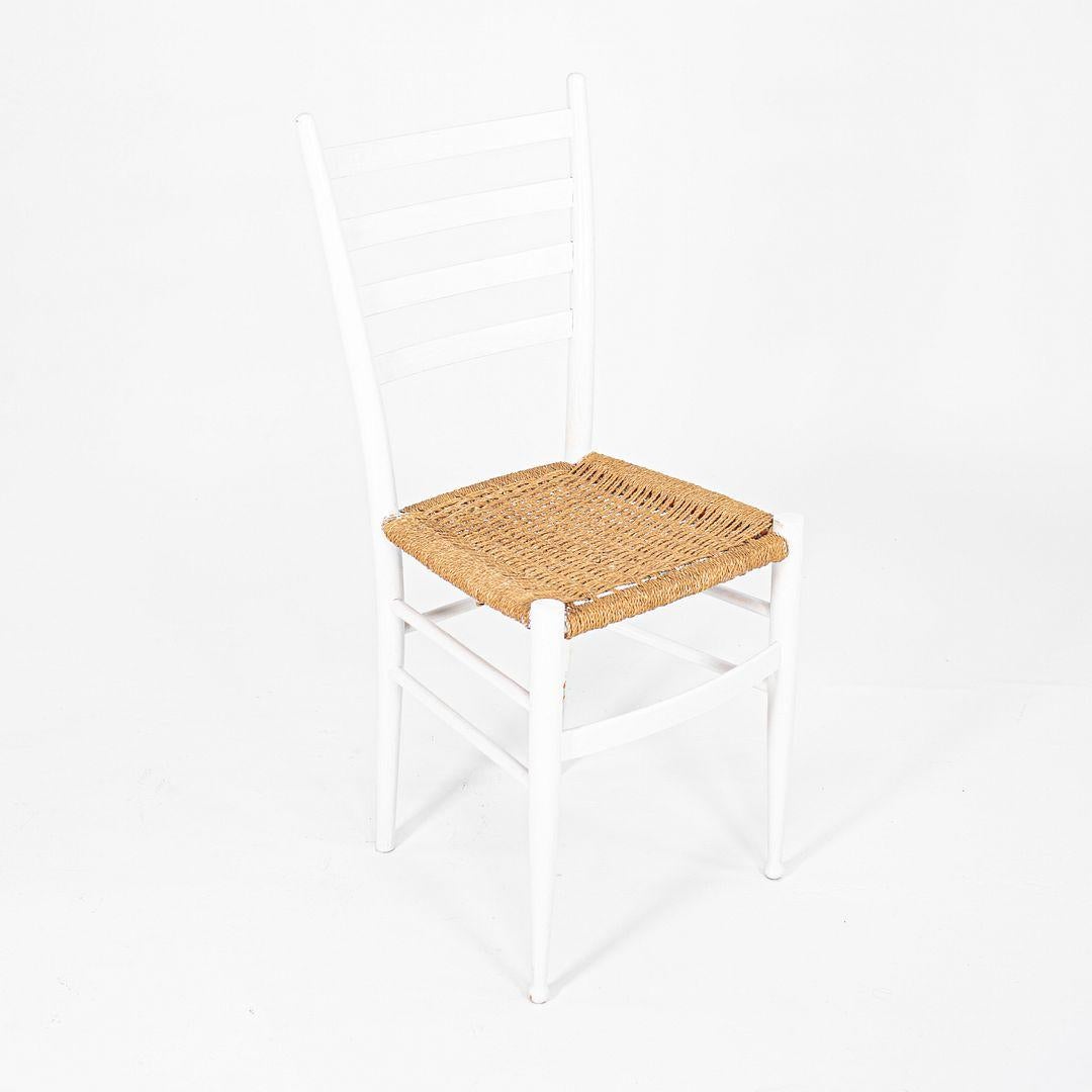 1970s Pair of Italian Ladder back White Chairs in the style of Gio Ponti For Sale 1