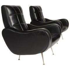 1970s Pair of Italian Lounge Chairs in the Style of Marco Zanuso