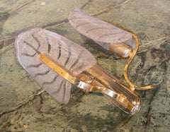 1970s Pair of Italian Metal Sconces with Murano Cristal