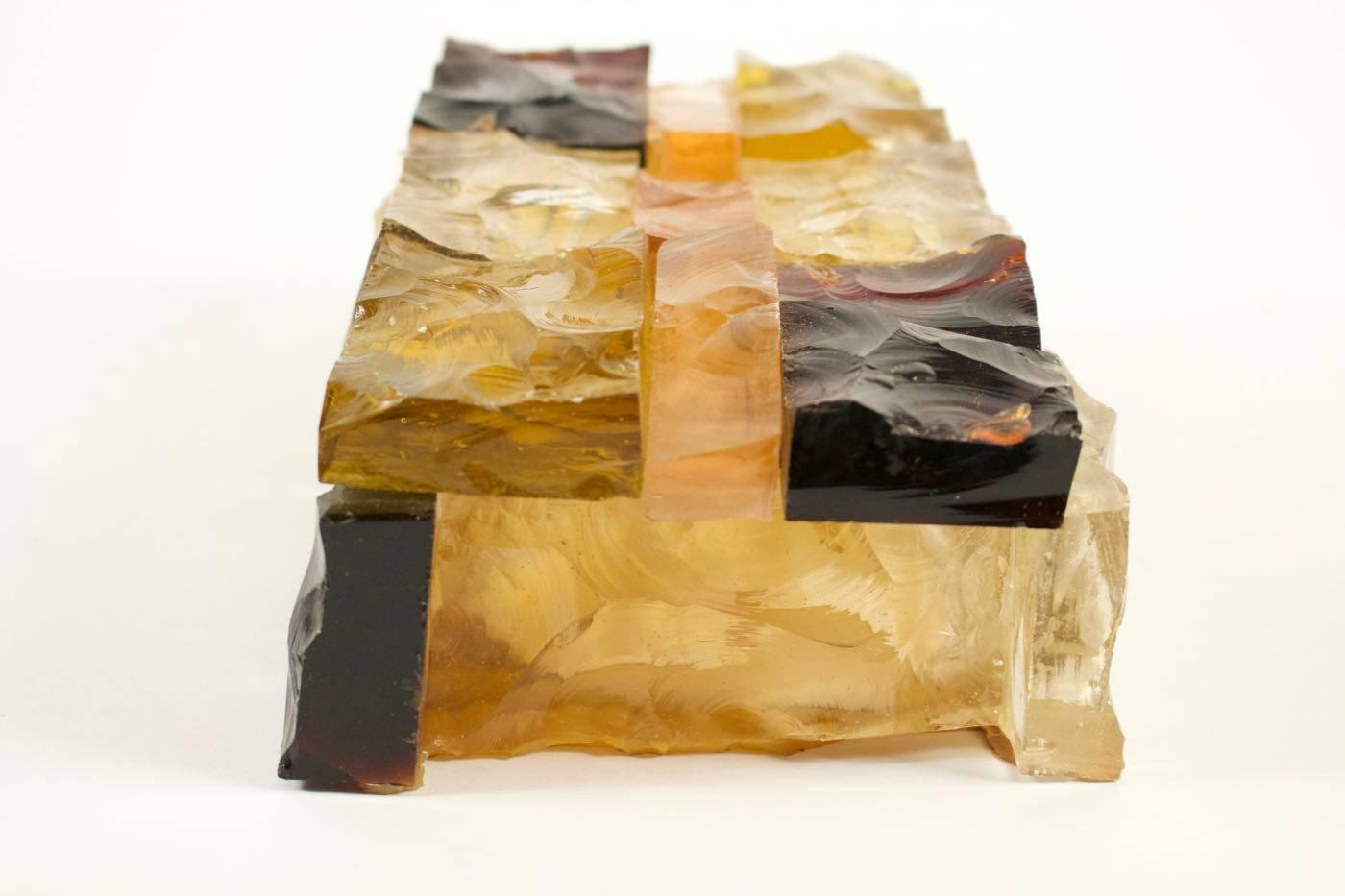 Fin du 20e siècle paire d'appliques en verre coloré Jean Simon Labret:: 1970