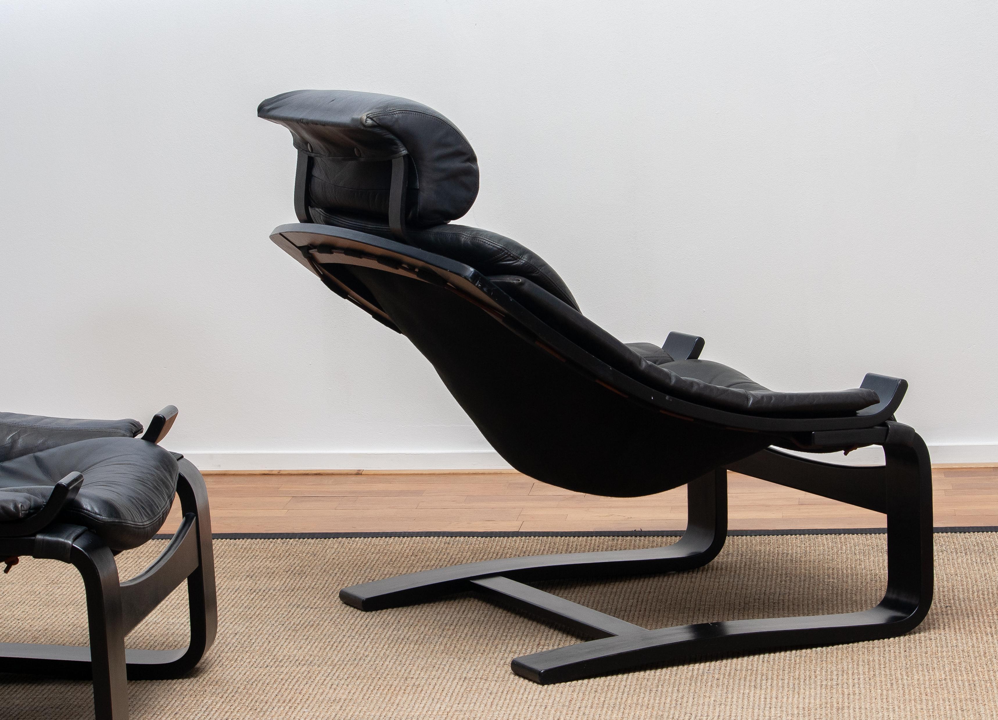 1970s, Pair of Kroken Lounge Chairs by Ake Fribytter for Nelo Sweden in Leather 4