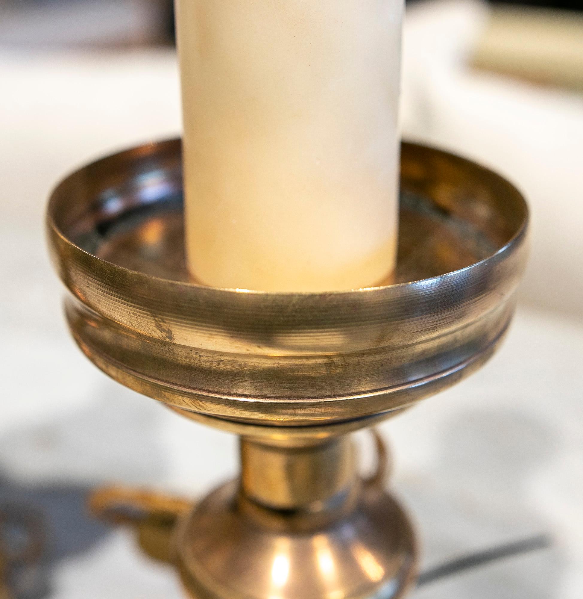 19th Century Pair of Lamps Made with Two Bronze Candlesticks  4