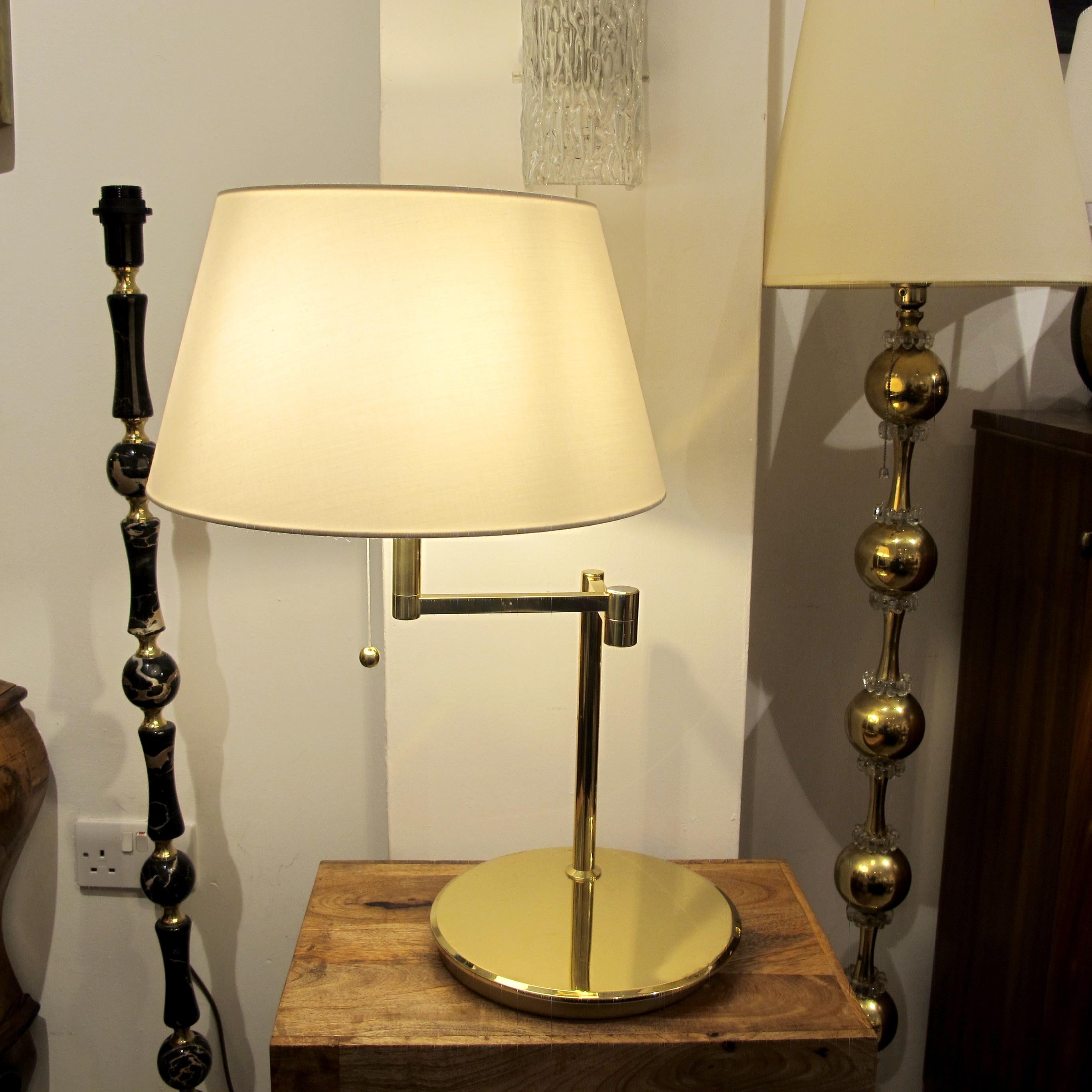 1970s Pair of Large Brass Bracket Table Lamps, Swedish, 1970s For Sale 6