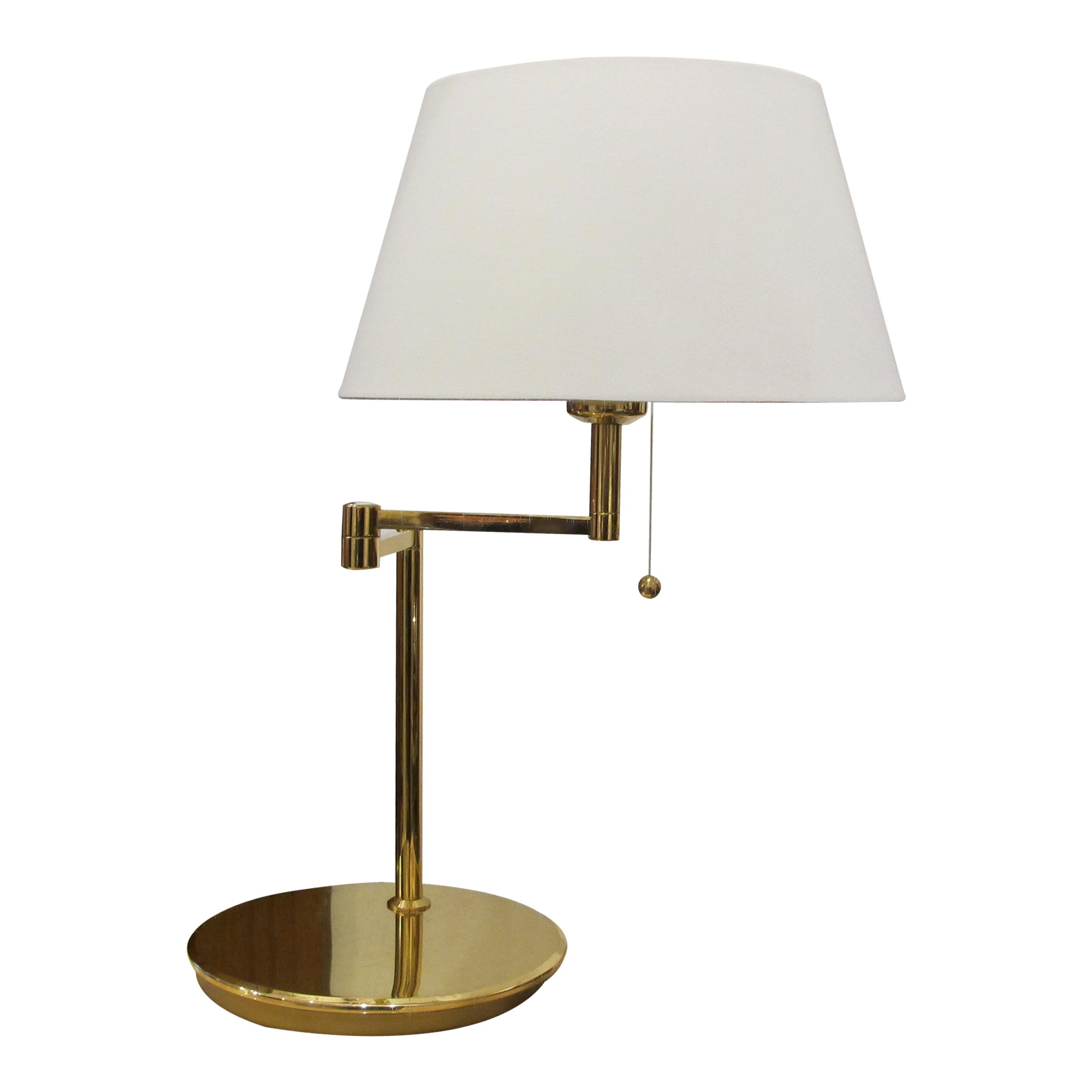 1970s Pair of Large Brass Bracket Table Lamps, Swedish, 1970s In Good Condition For Sale In London, GB