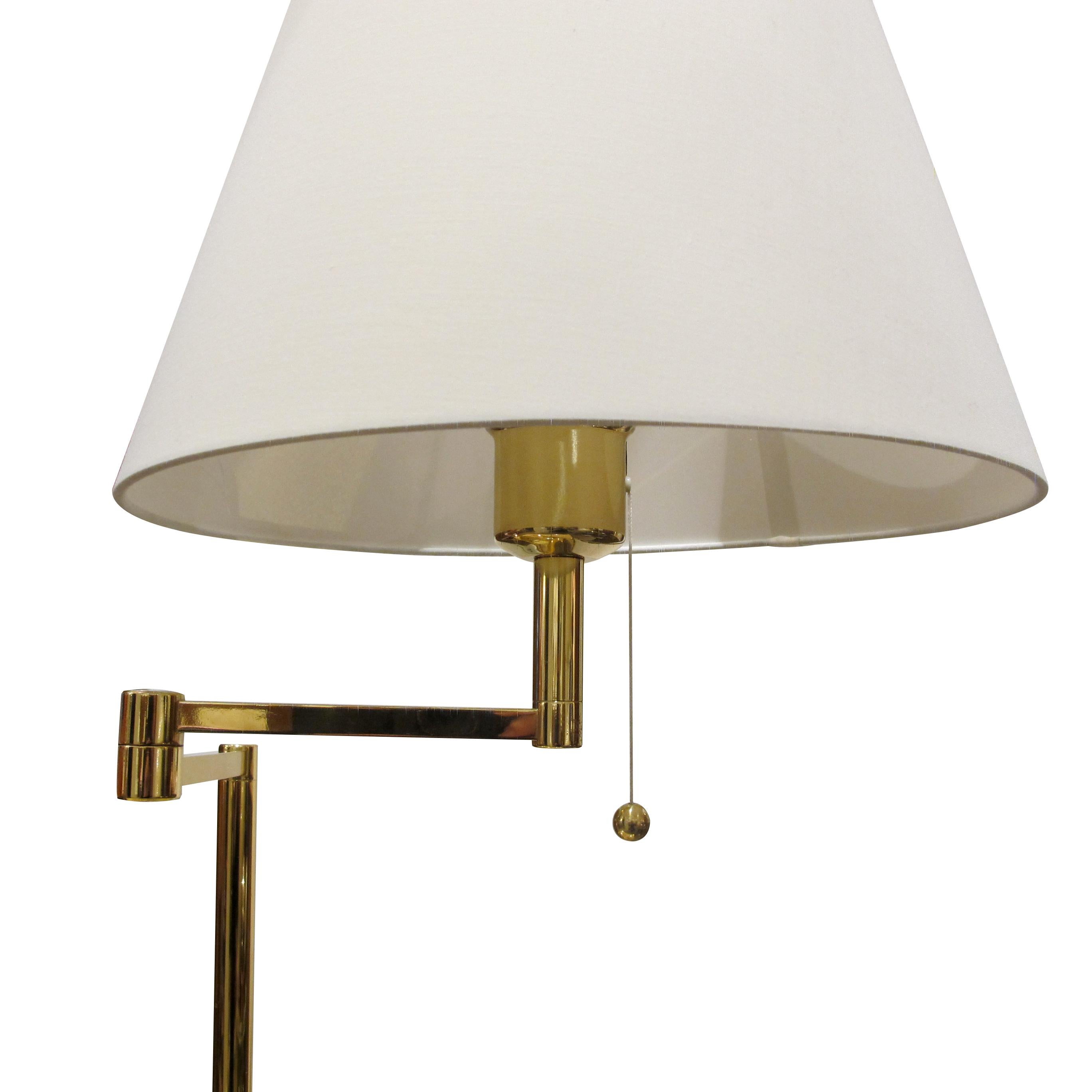 1970s Pair of Large Brass Bracket Table Lamps, Swedish, 1970s For Sale 2