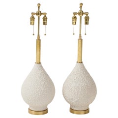 1970's Pair of Large Ceramic Lamps with a Popcorn Textured Finish
