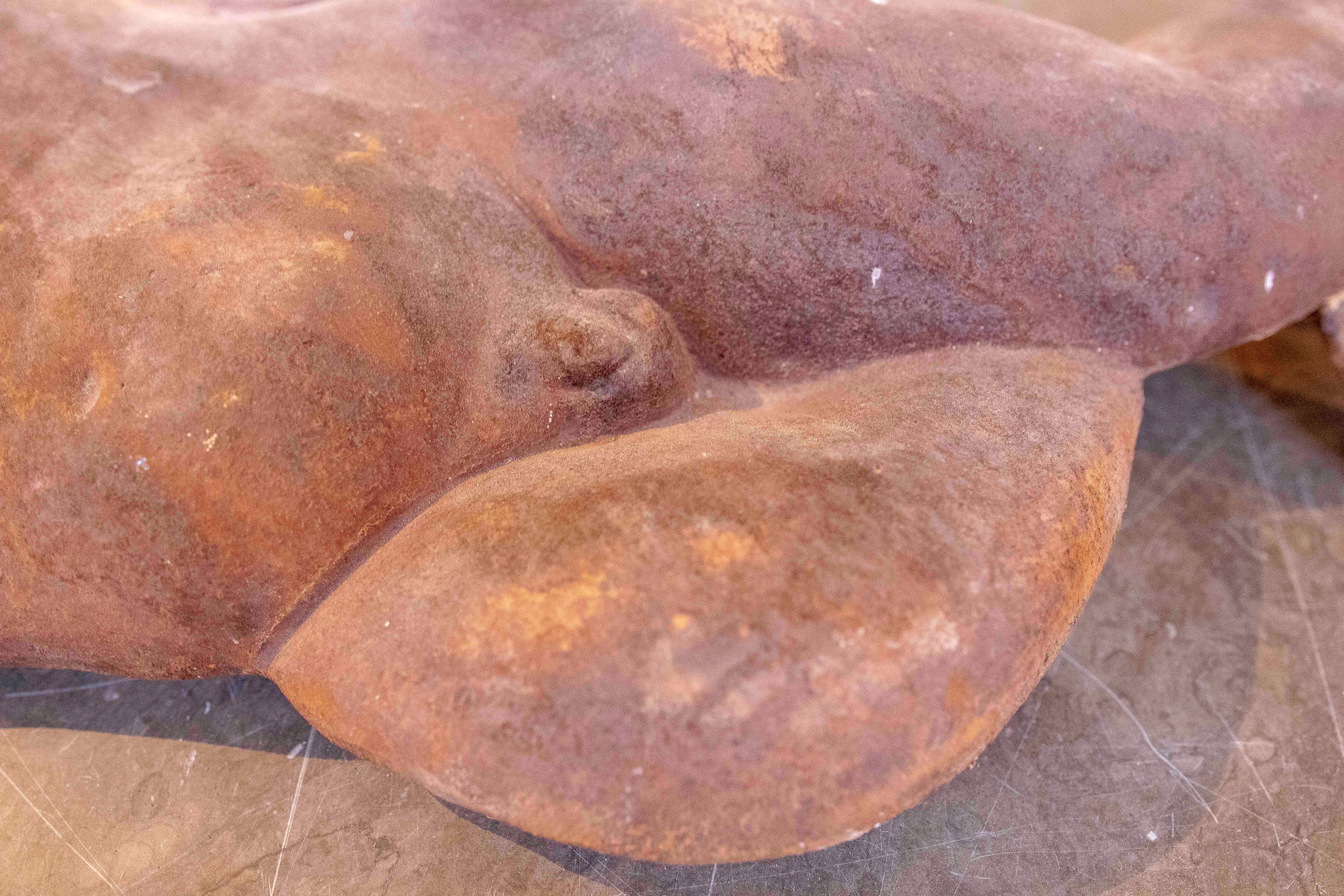 1970 Paire de grands chérubins décoratifs en fer ancien pour le mur en vente 6