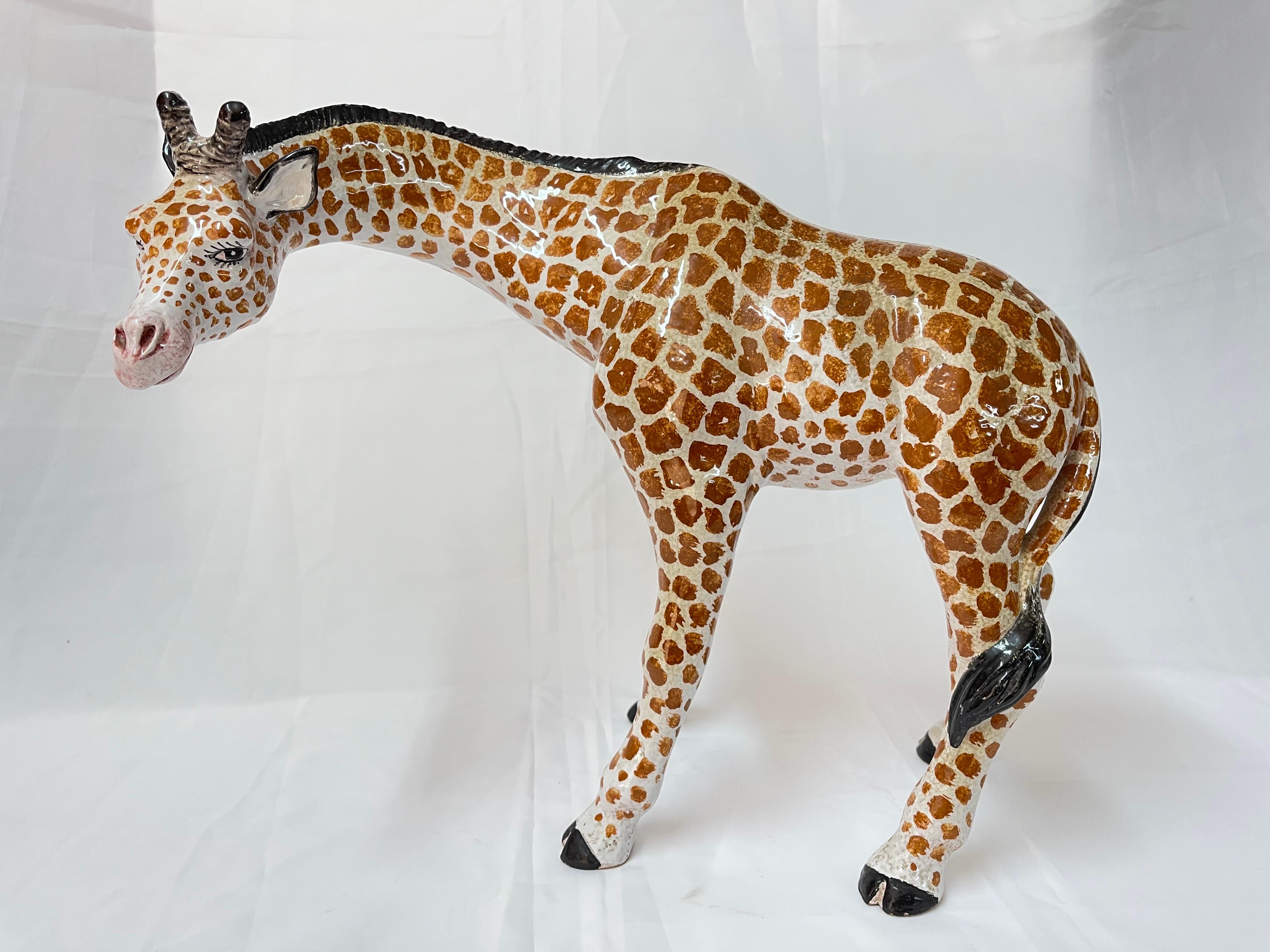 1970's Pair of Large Italian Ceramic Giraffes For Sale 6