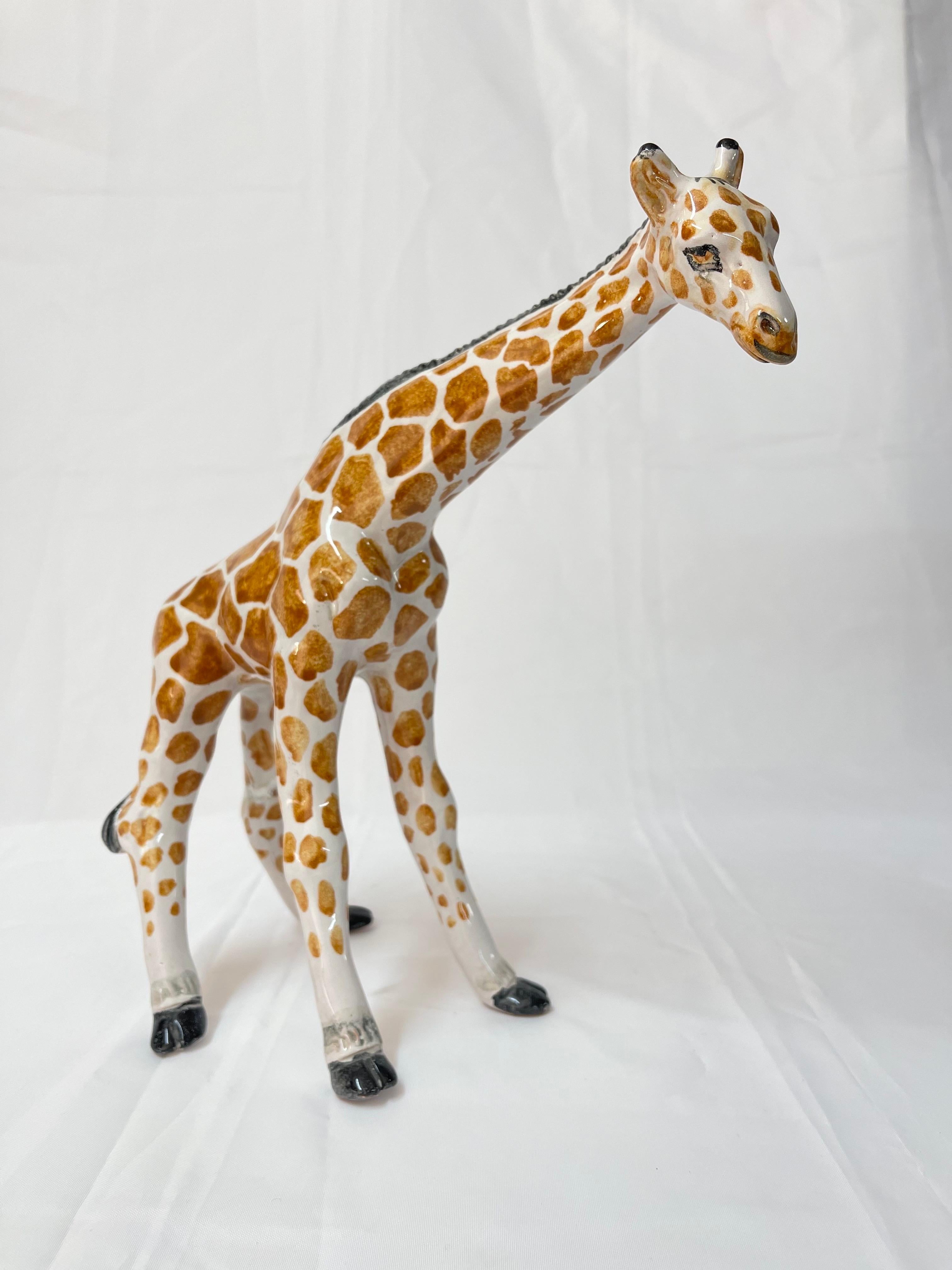 Paire de grands girafes italiens en céramique des années 1970 en vente 7