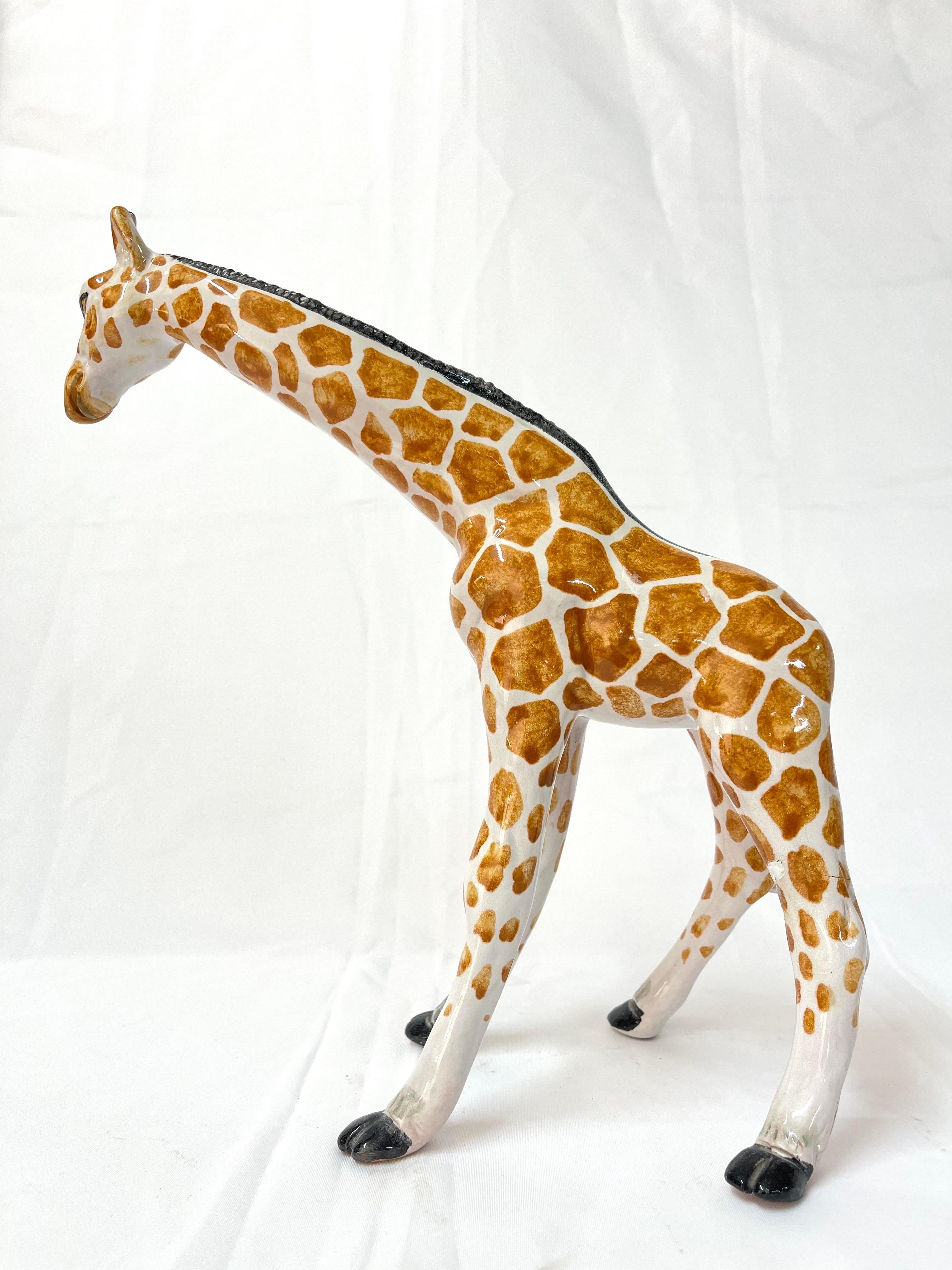 Paire de grands girafes italiens en céramique des années 1970 en vente 9