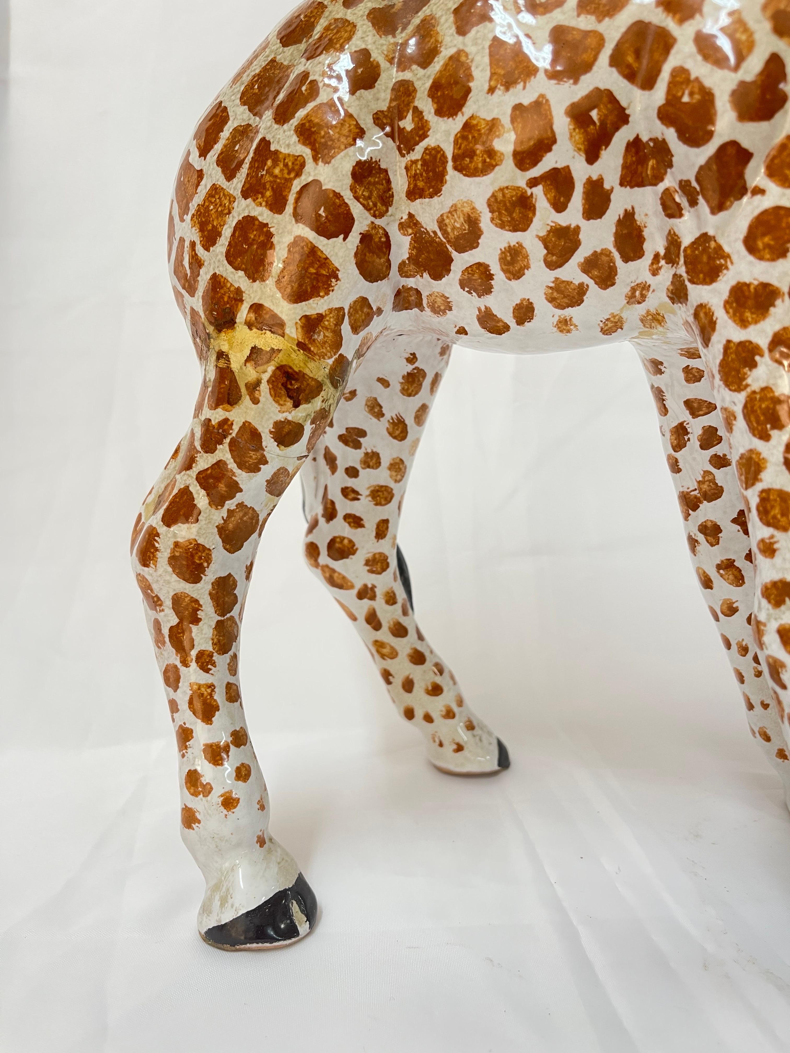 1970's Pair of Large Italian Ceramic Giraffes For Sale 3