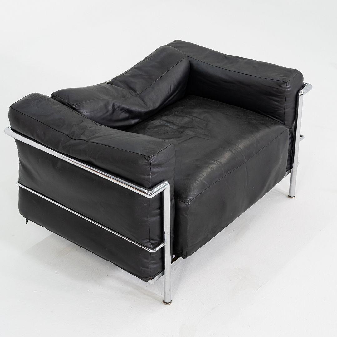 Steel 1970s Pair of Le Corbusier Jeanneret Perriand Cassina LC3 Club Lounge Chairs For Sale