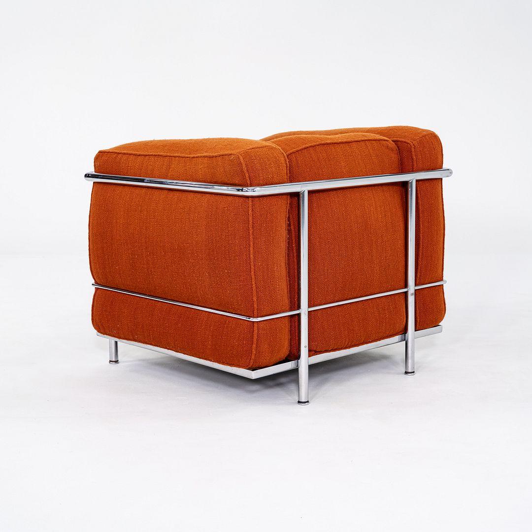 Fin du 20e siècle Paire de fauteuils de salon Le Corbusier Jeanneret Perriand LC2 orange des années 1970