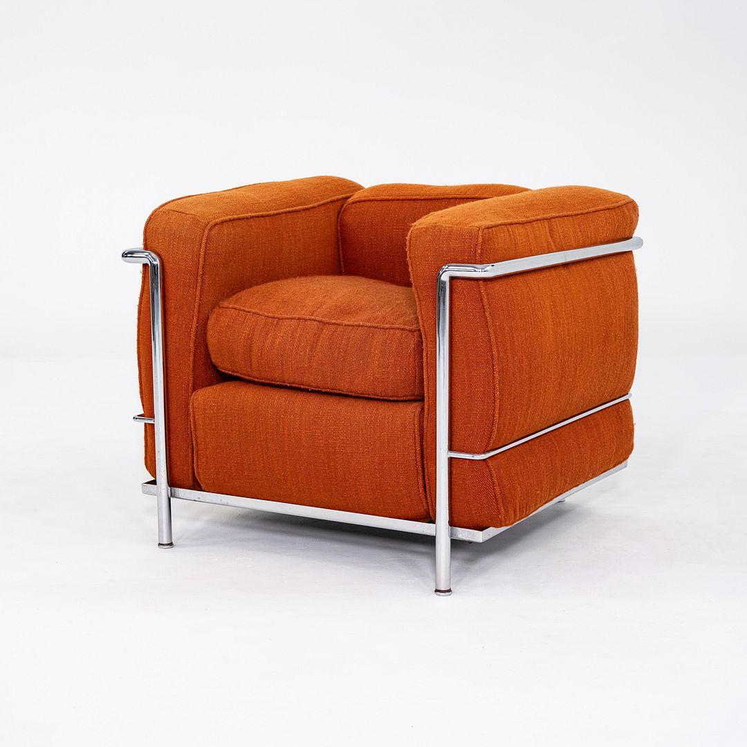 Acier Paire de fauteuils de salon Le Corbusier Jeanneret Perriand LC2 orange des années 1970