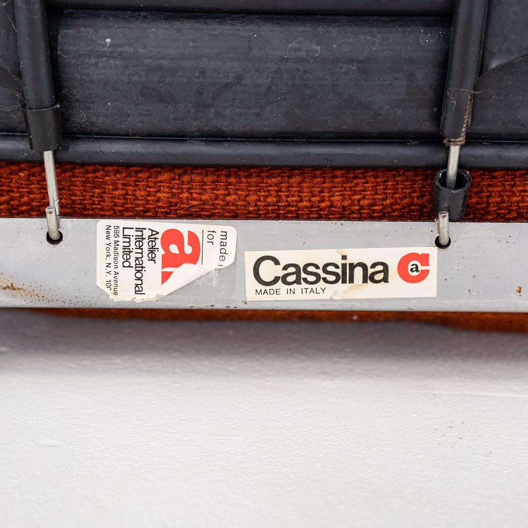 Paire de fauteuils de salon Le Corbusier Jeanneret Perriand LC2 orange des années 1970 2