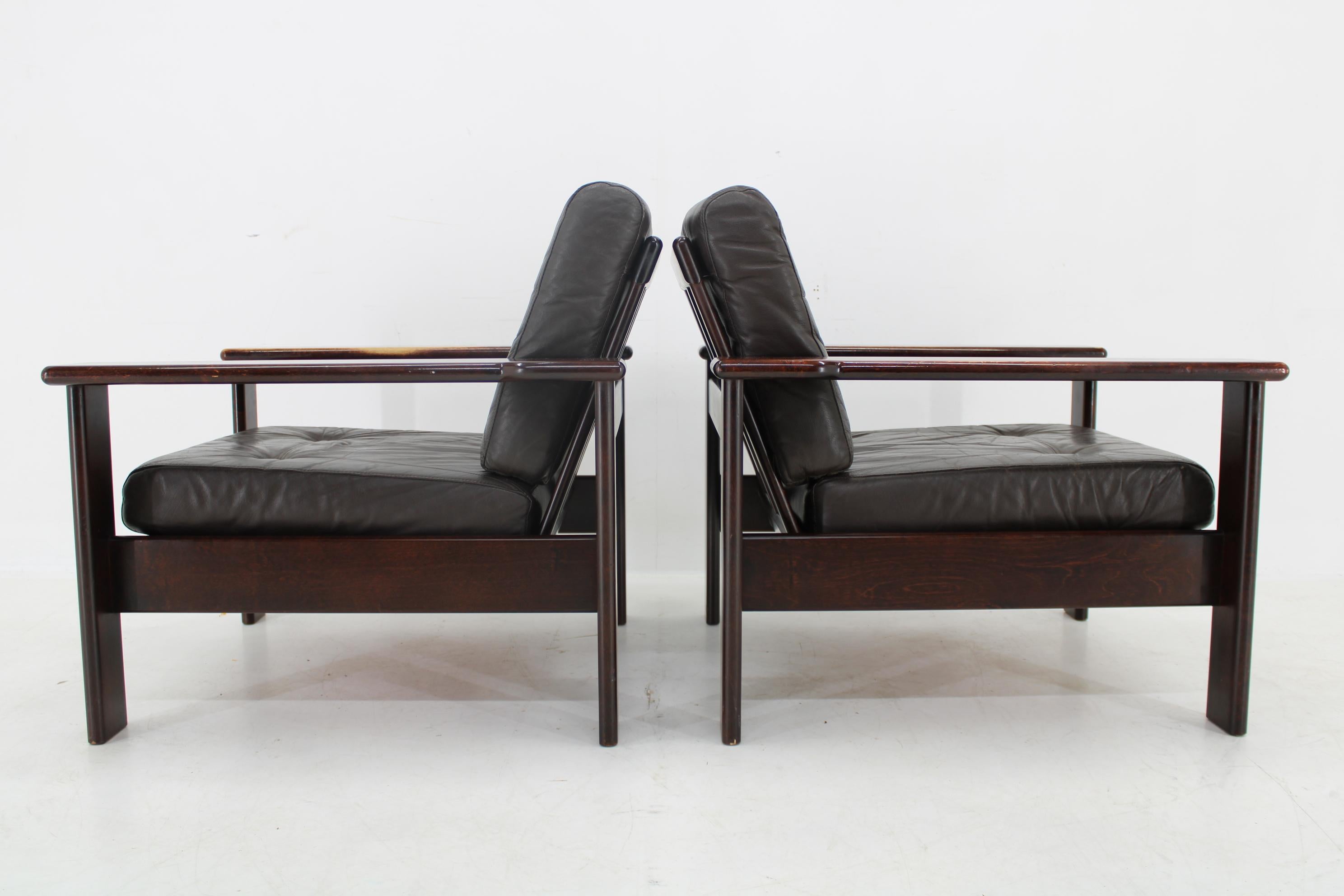 1970s Pair of Leather Armchairs by Lepofinn, Finland For Sale 8