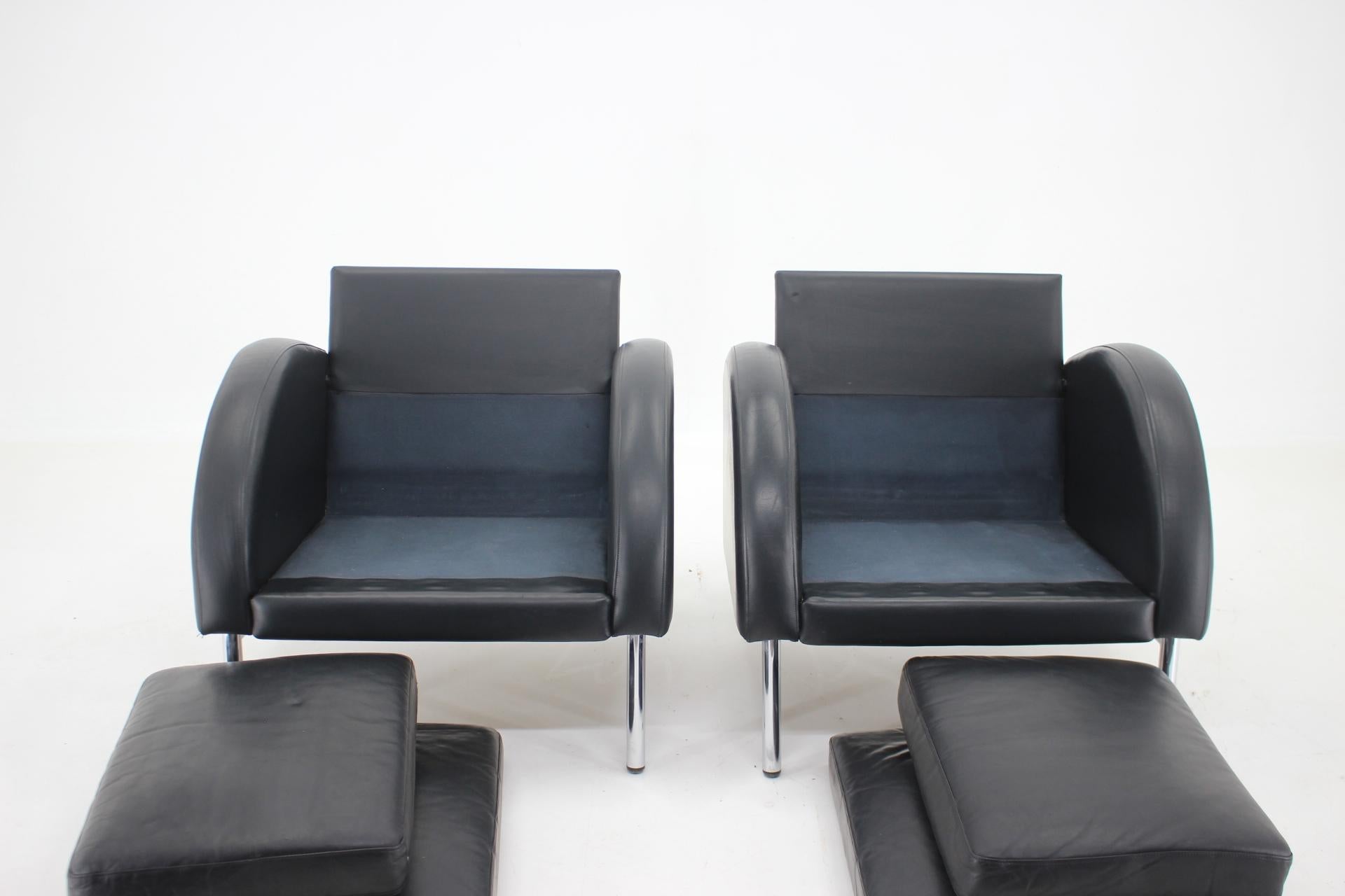 1970s  Pair Of Leather Armchairs , Czechoslovakia For Sale 2