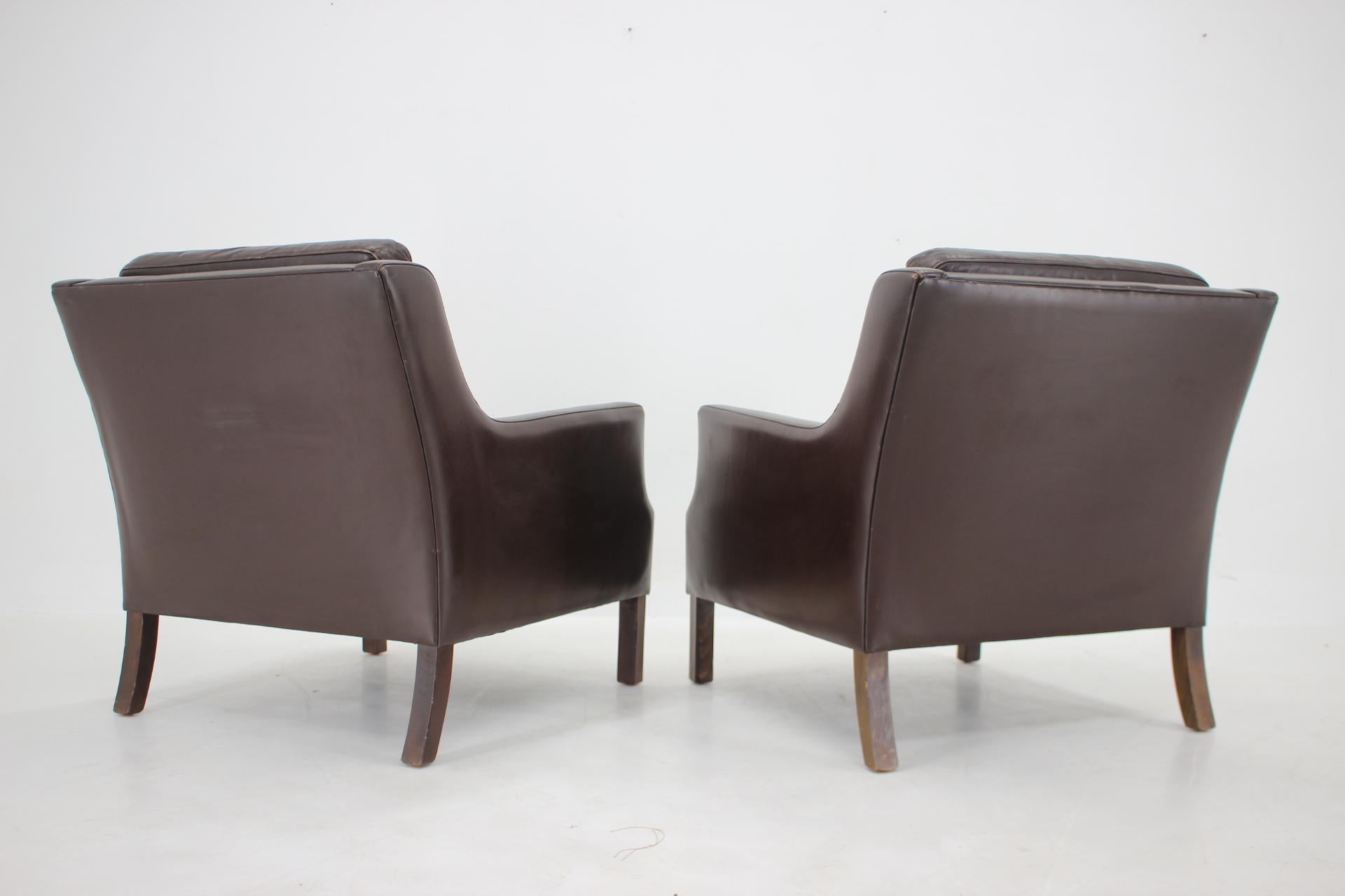 1970s Pair of Leather Armchairs, Denmark For Sale 4