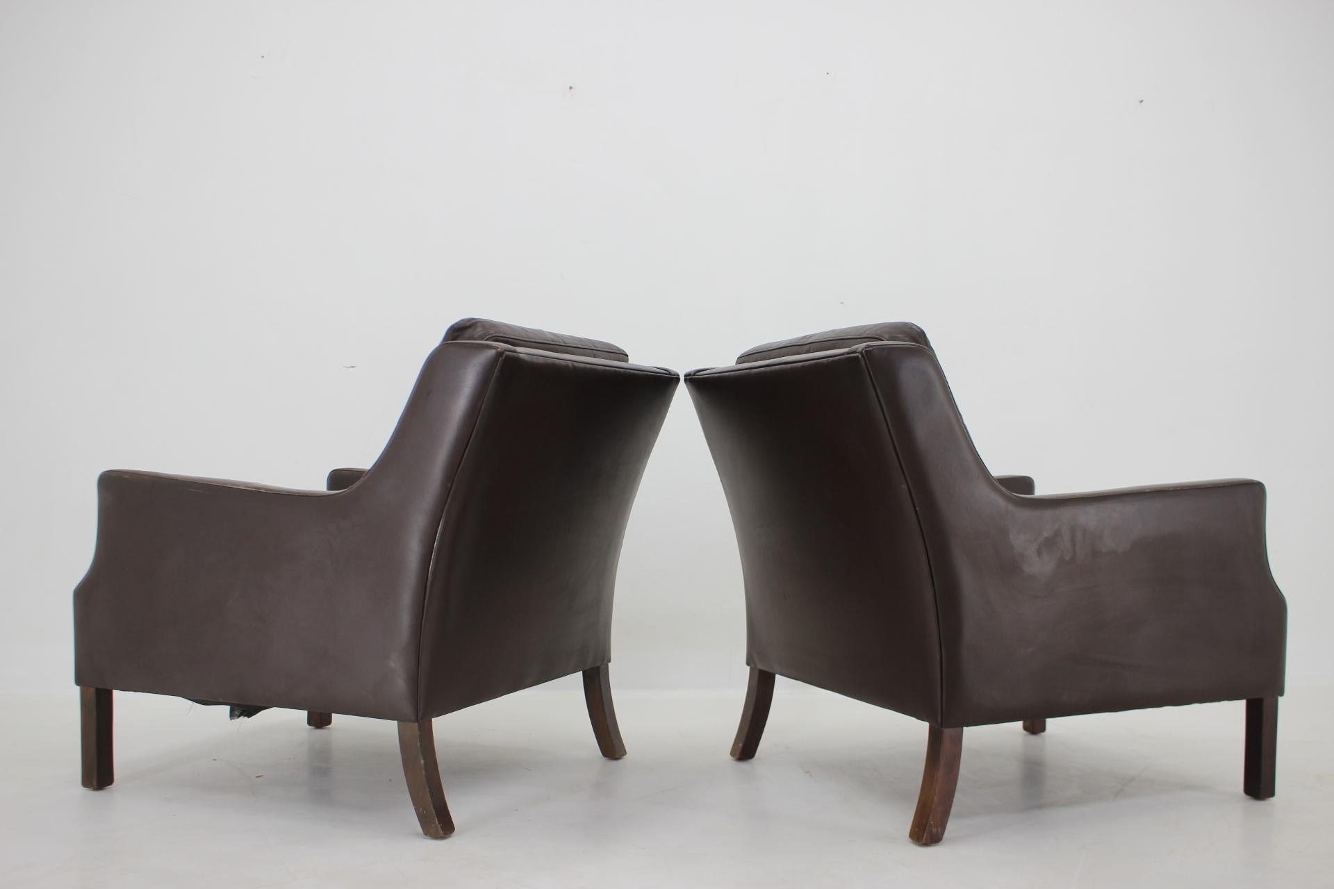 1970s Pair of Leather Armchairs, Denmark For Sale 2
