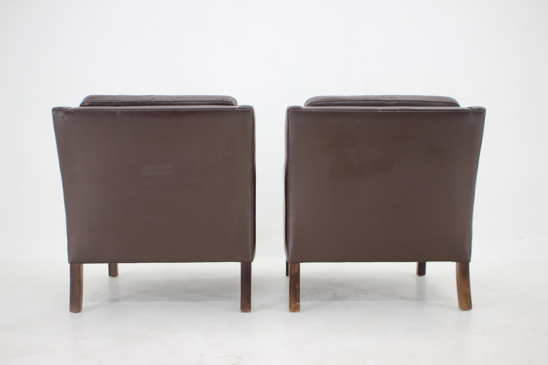 1970s Pair of Leather Armchairs, Denmark For Sale 3