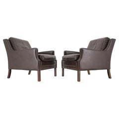 Vintage 1970s Pair of Leather Armchairs, Denmark