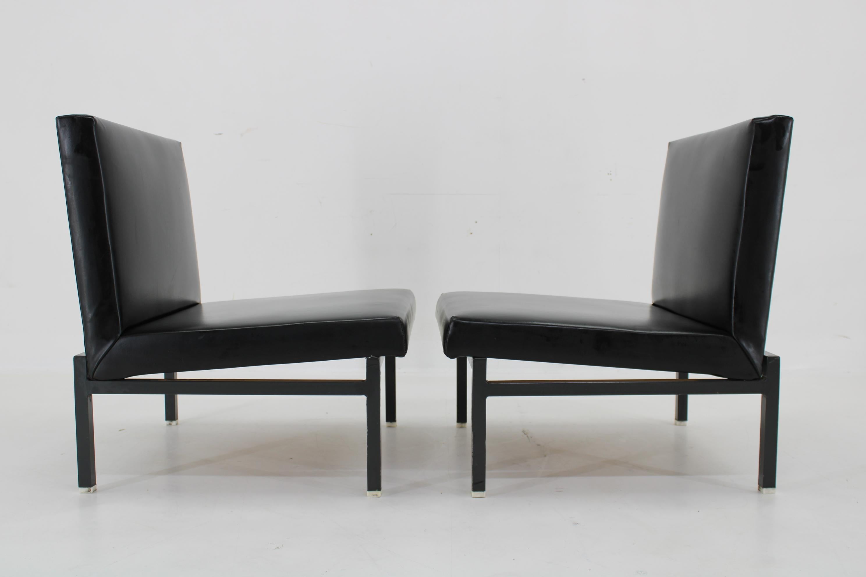 1970s Pair of Leatherette Lounge Chairs  Czechoslovakia For Sale 3