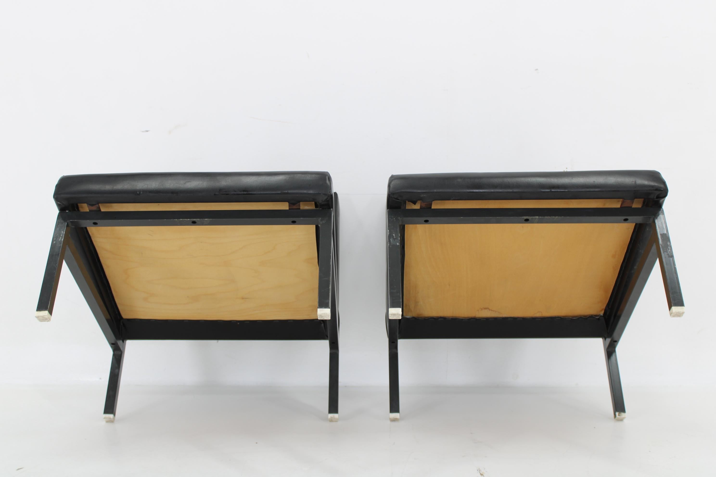 1970s Pair of Leatherette Lounge Chairs  Czechoslovakia For Sale 4