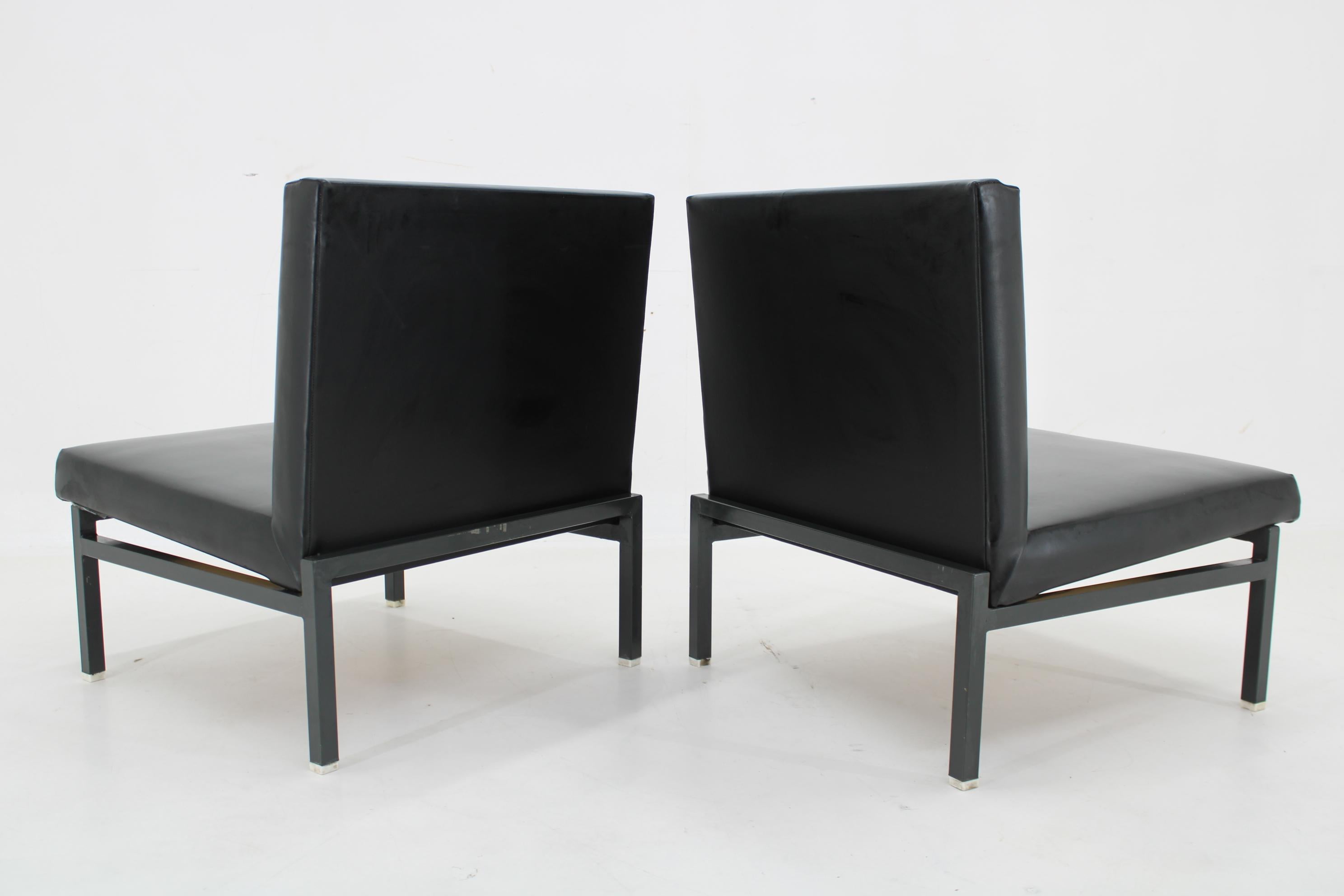 Faux Leather 1970s Pair of Leatherette Lounge Chairs  Czechoslovakia For Sale