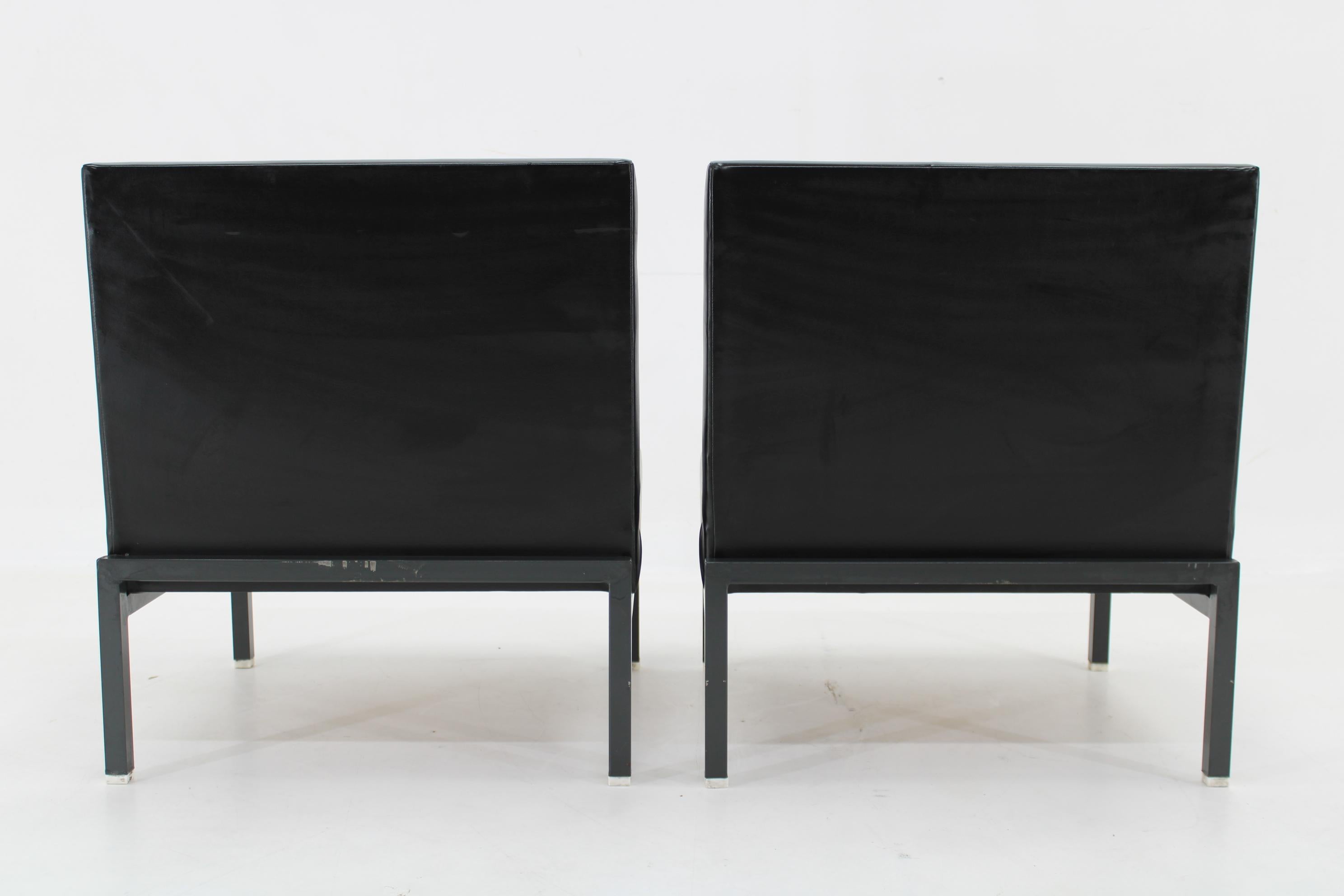 1970s Pair of Leatherette Lounge Chairs  Czechoslovakia For Sale 1