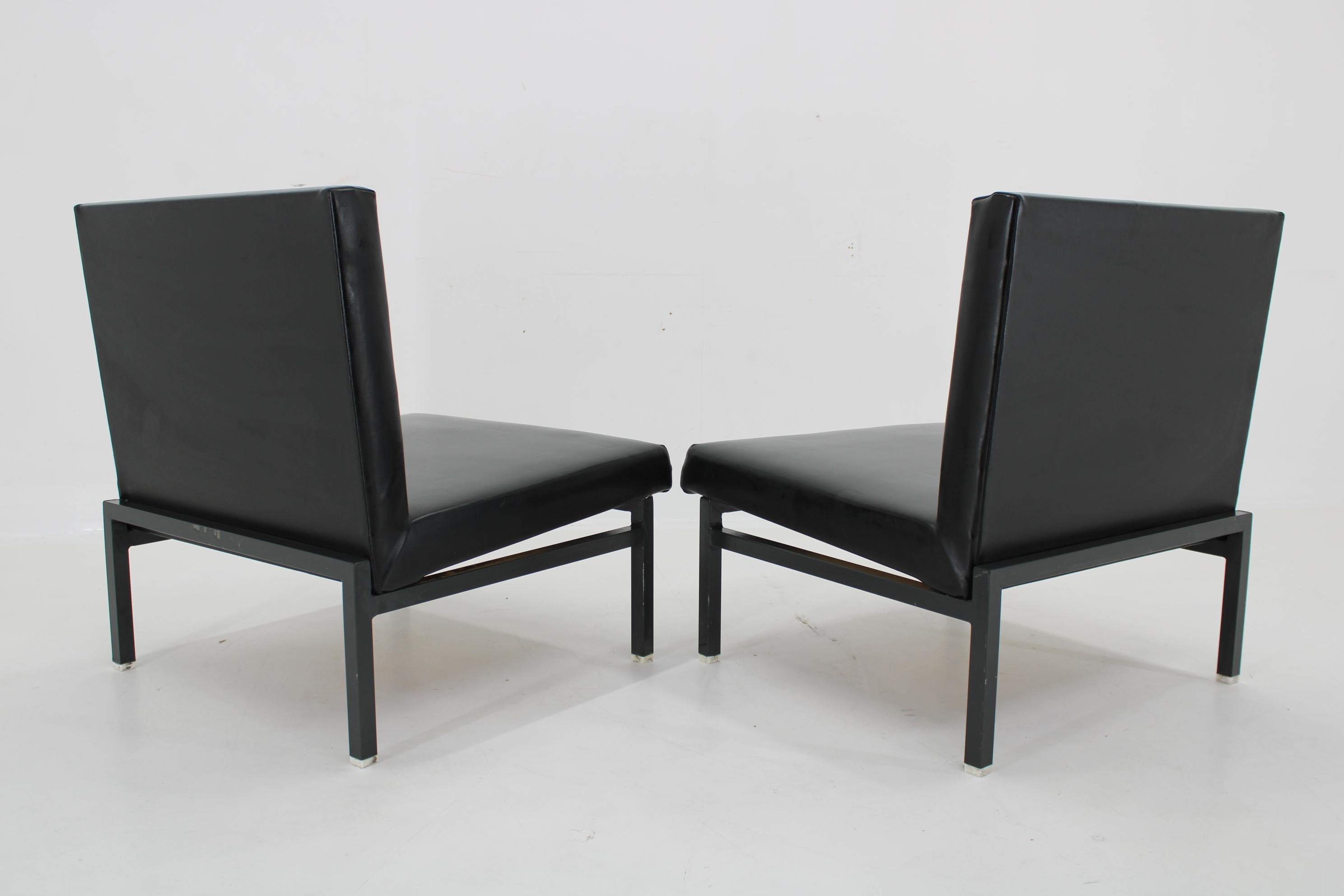 1970s Pair of Leatherette Lounge Chairs  Czechoslovakia For Sale 2