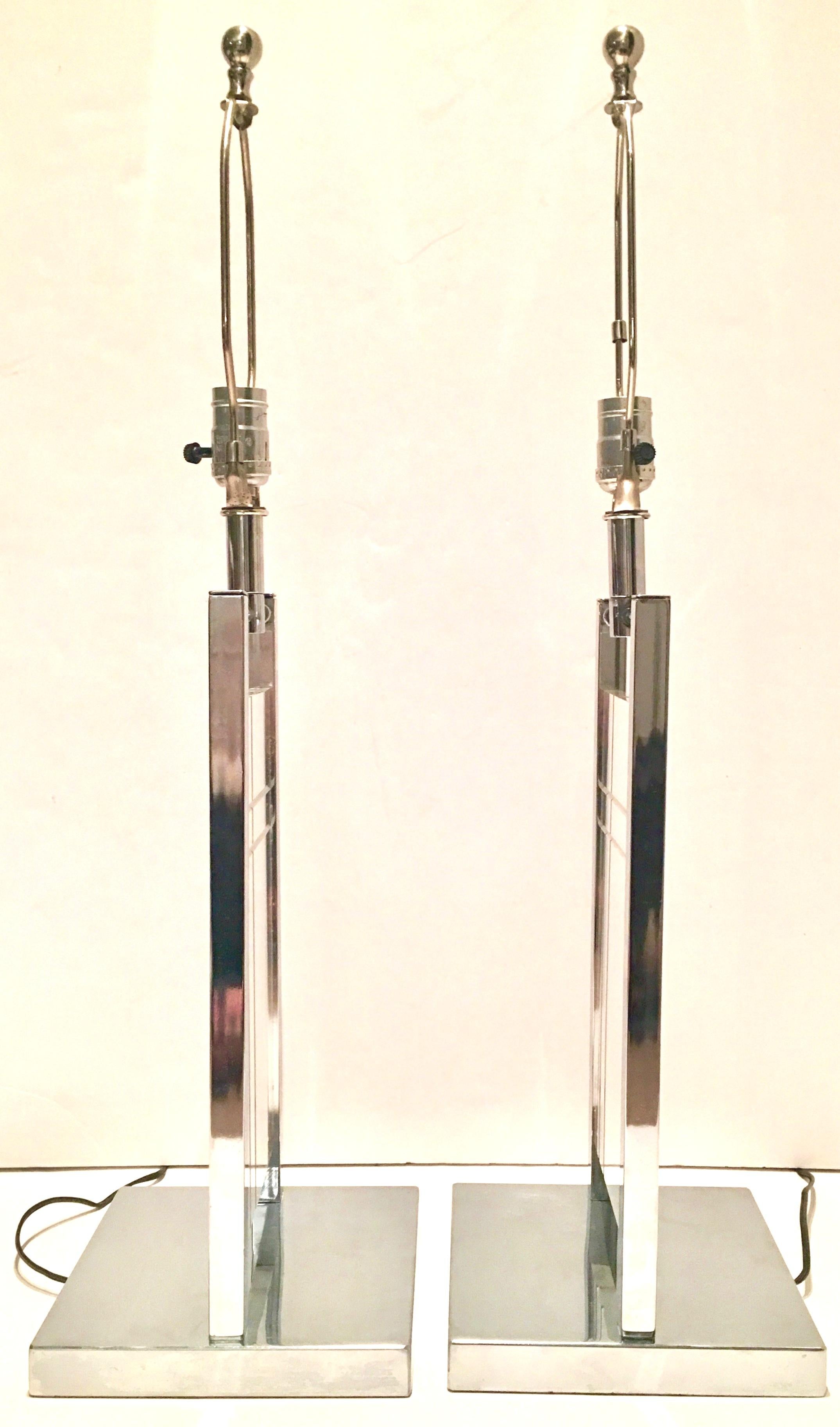 1970'S Pair Of Lucite & Chrome Table Lamps By, George Kovacs In Good Condition For Sale In West Palm Beach, FL