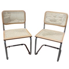 1970s Pair of Marcel Breuer Cane and Chrome "Cesca" Chair