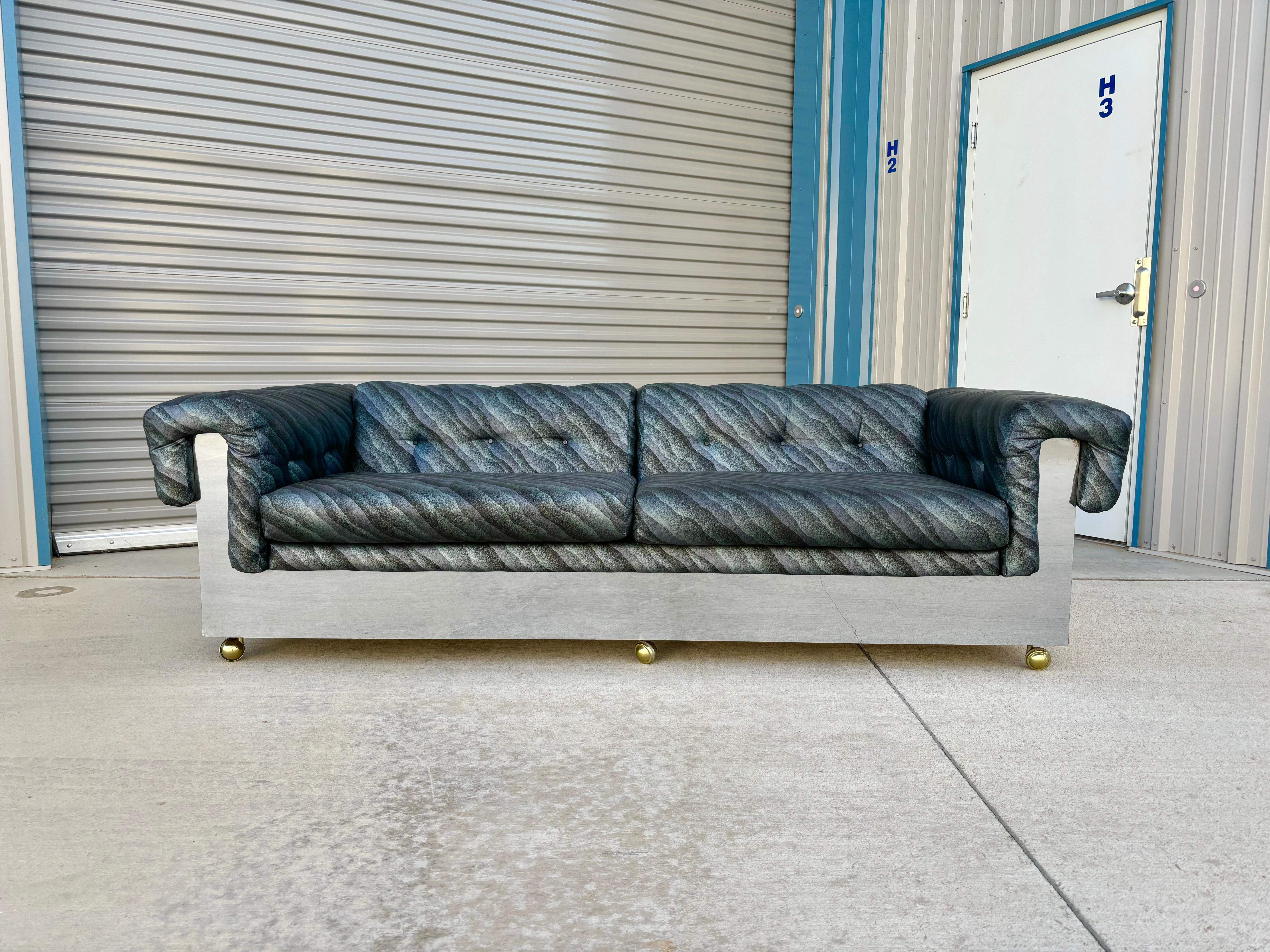 Late 20th Century 1970s Pair of Mid Century Chrome Sofa by Milo Baughman For Sale