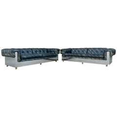 1970s Pair of Mid Century Chrome Sofa by Milo Baughman