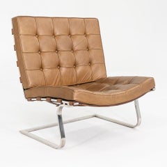 1970s Pair of Mies van der Rohe Tugendhat Armless Lounge Chairs in Camel Leather